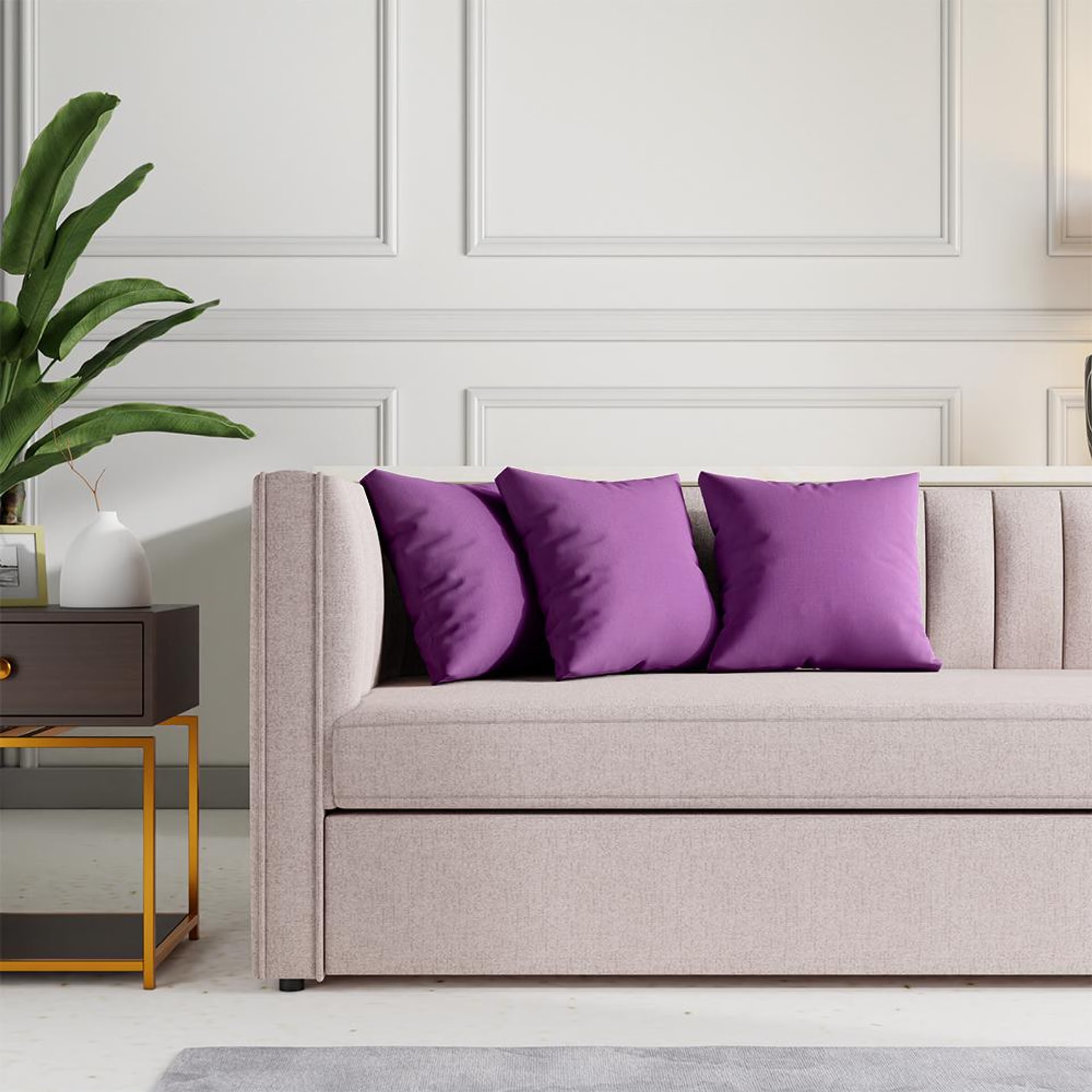 Wakefit Premium Cushion Cover 16x16 Grape purple Set of 3 set of 3, Grape purple