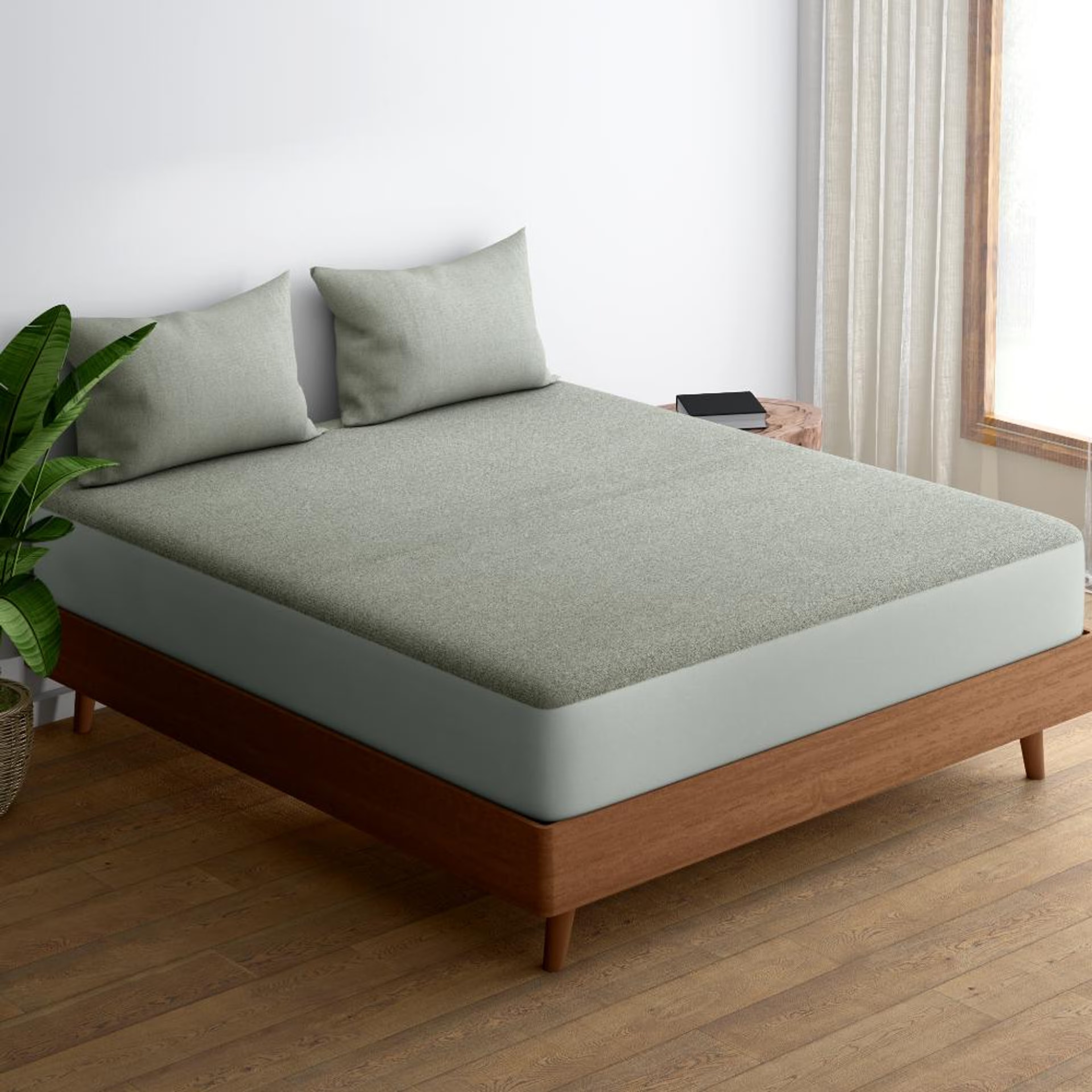 Water Proof Bamboo Terry Mattress Protector | Iron Grey | Machine Washable | Super Soft Single - 72" x 36\