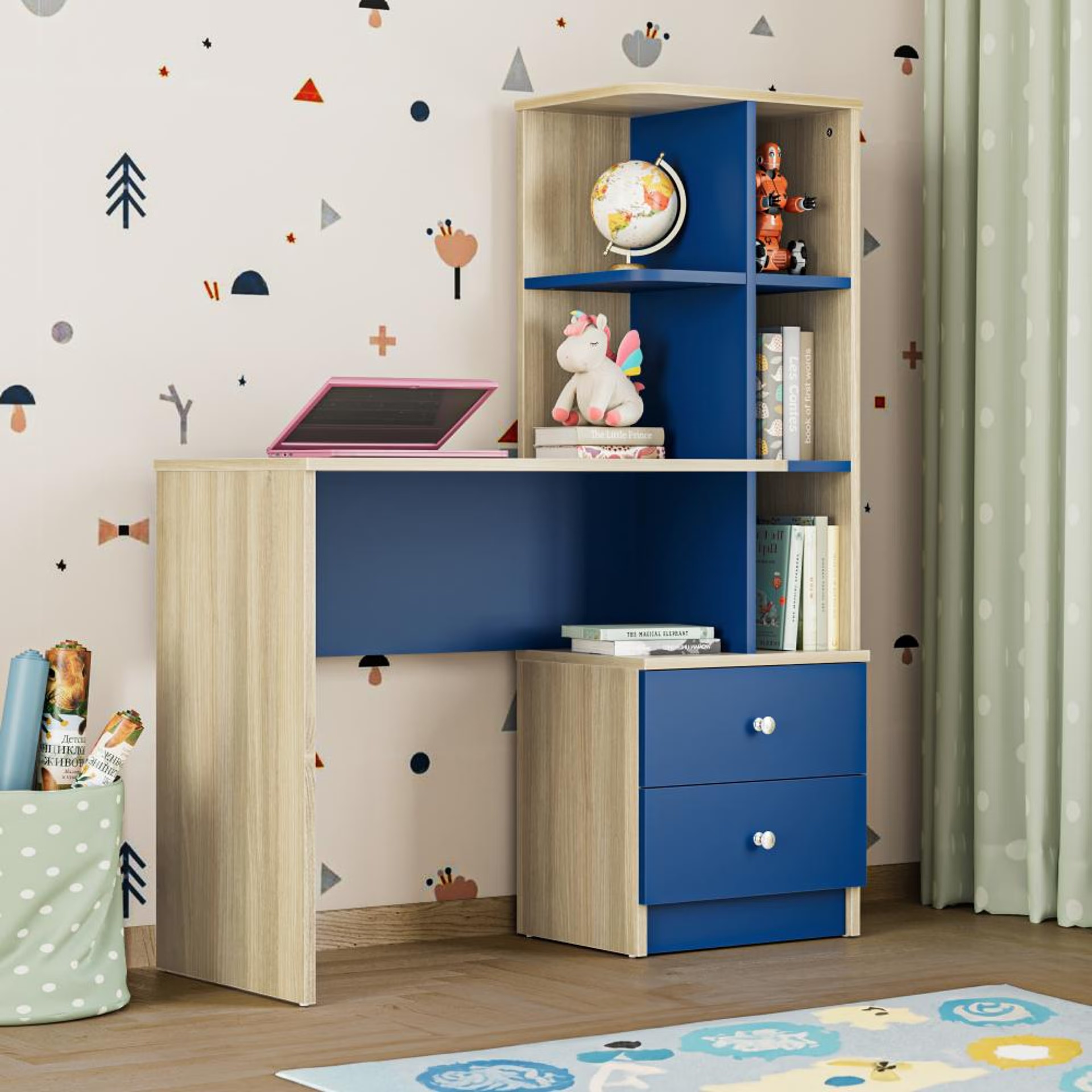 Paw Kids Study Table | (42x18 inch) | (Moldau Acacia) | Stylish Wooden Study Desk for Kids Room