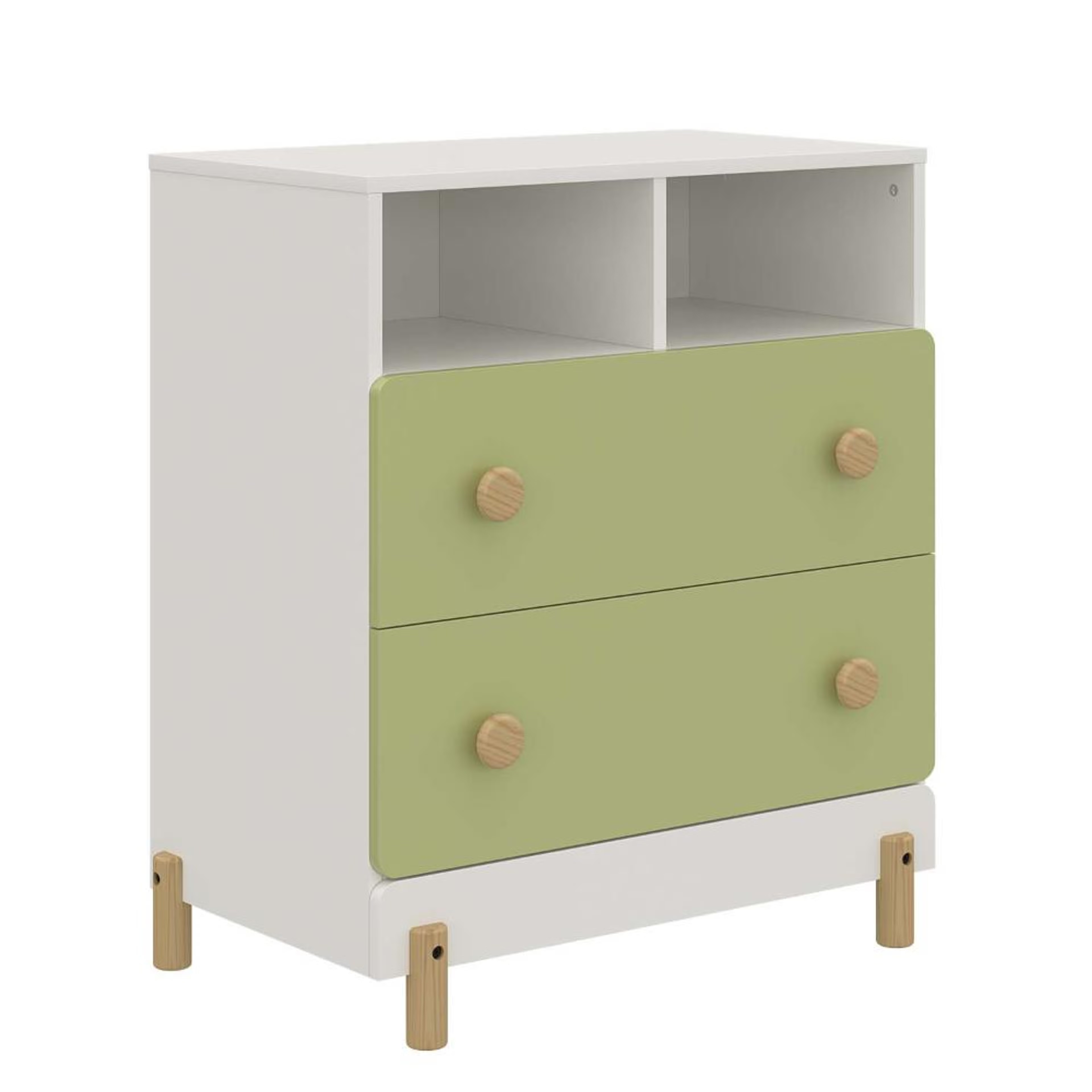 Glori Kids Chest of Drawers | (30x20 inch) | (Frosty White and Mellow Green) | Multi-Storage Wooden Cabinet for Kids Room
