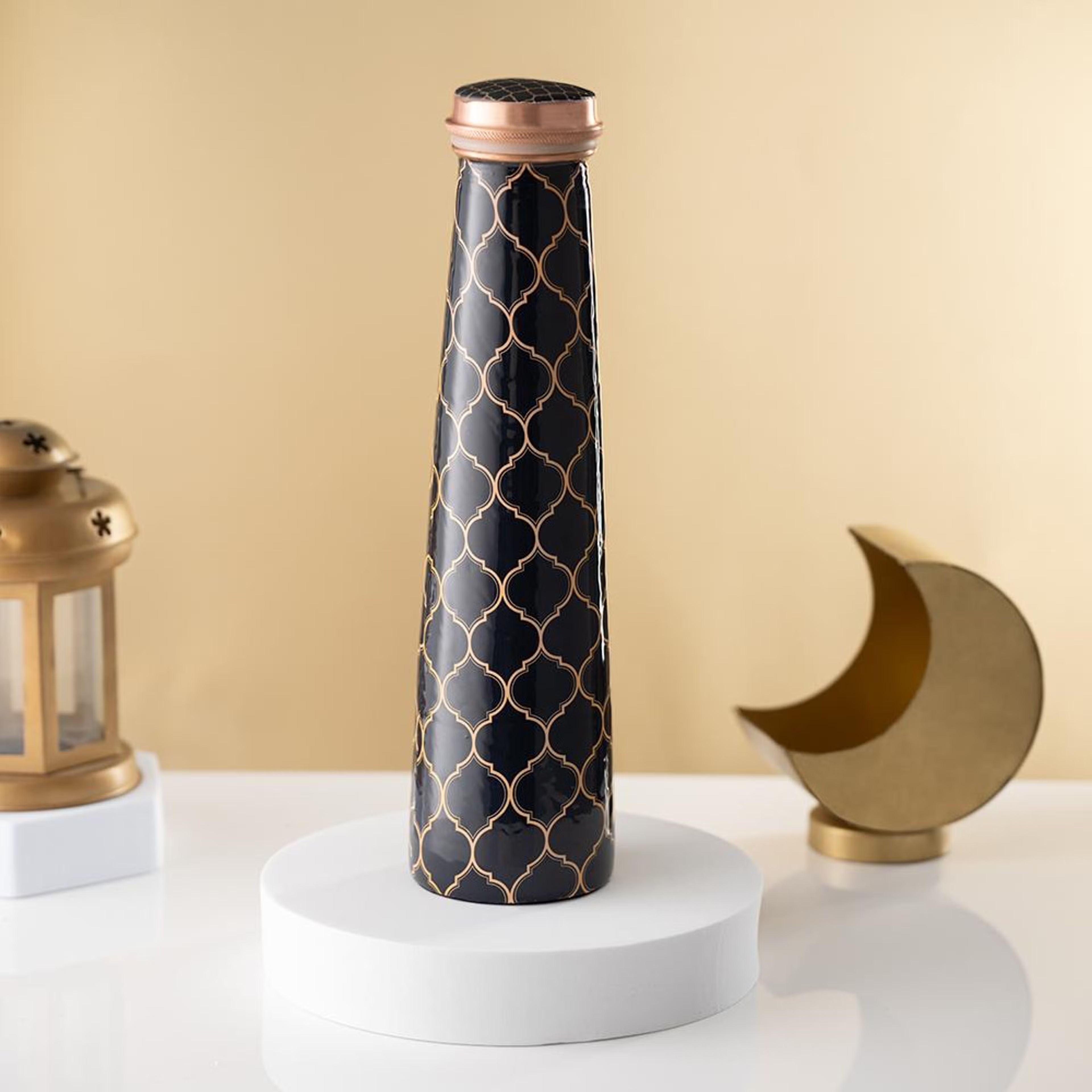 Designer Printed Copper Bottle | 1 Litre | 100% Pure Copper | Leak Proof & BPA Free | Office Bottle | Ayurveda Recommended | Boosts immunity| Supports Digestive & Liver Health | Malawi Copper, Black