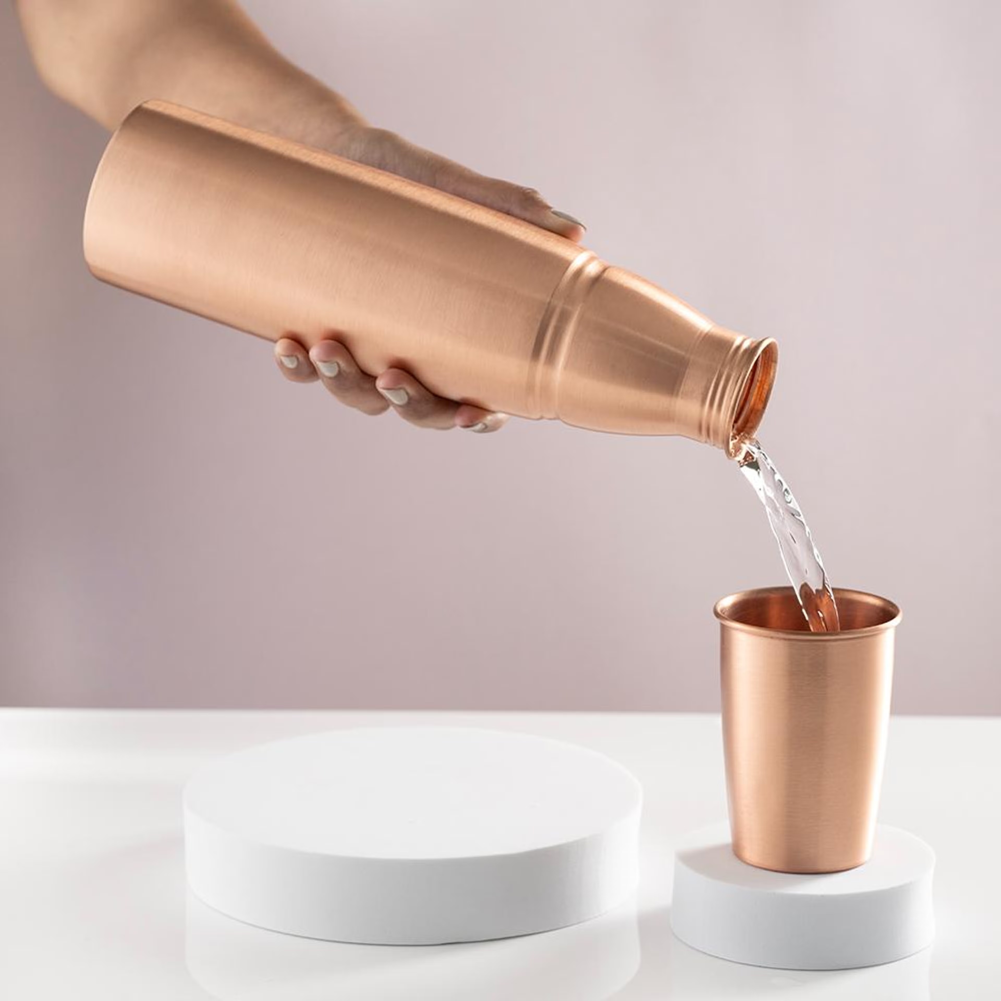 Copper Bottle(1 Litre) with Tumbler(200 ml) | 100% Pure Copper | Leak Proof & BPA Free | Office Bottle | Ayurveda Recommended | Boosts immunity| Supports Digestive & Liver Health | Tahoe Copper, Red Brown
