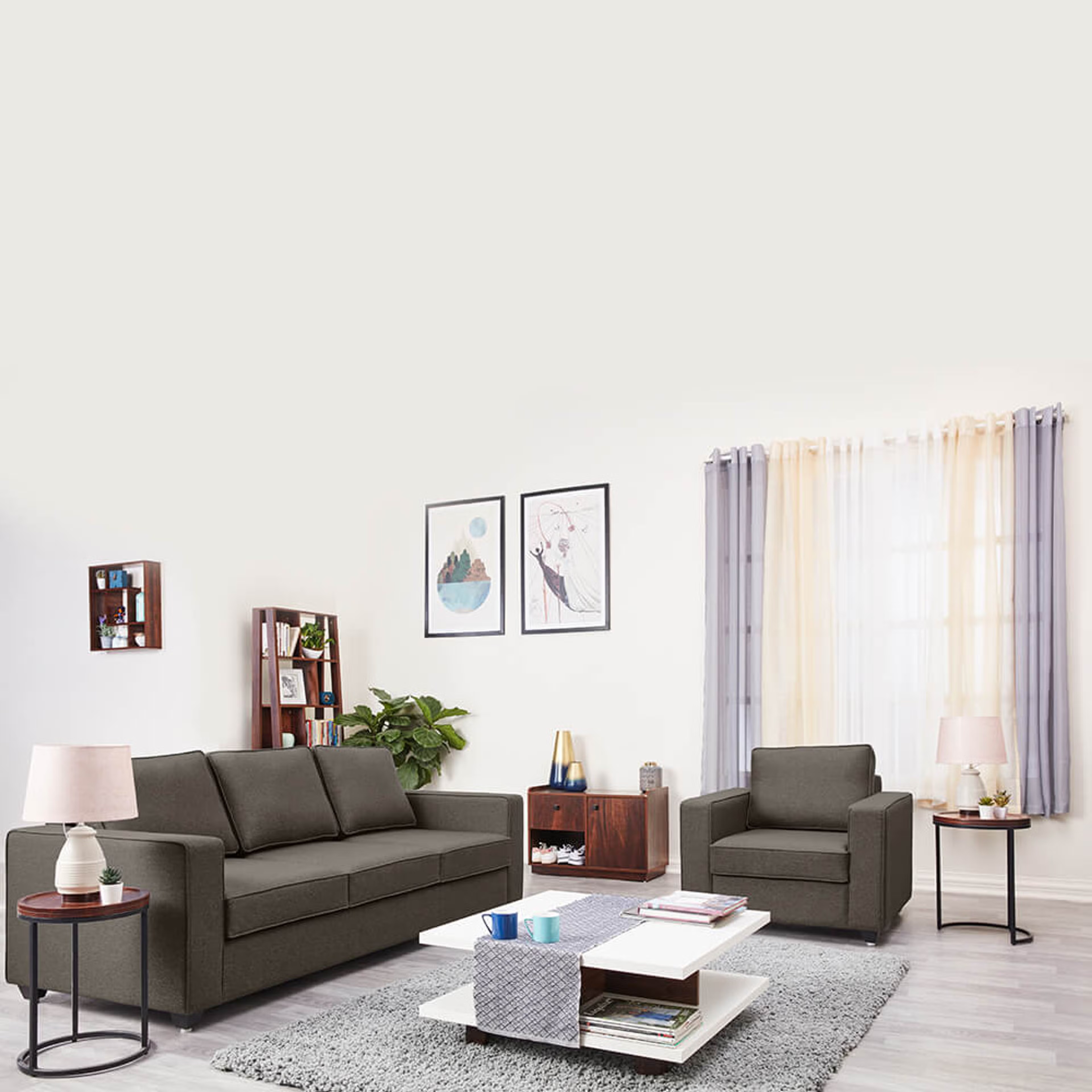 Wakefit Napper Sofa Set (2+1+1) Regular, Without Storage, 2+1+1, Omega Grey