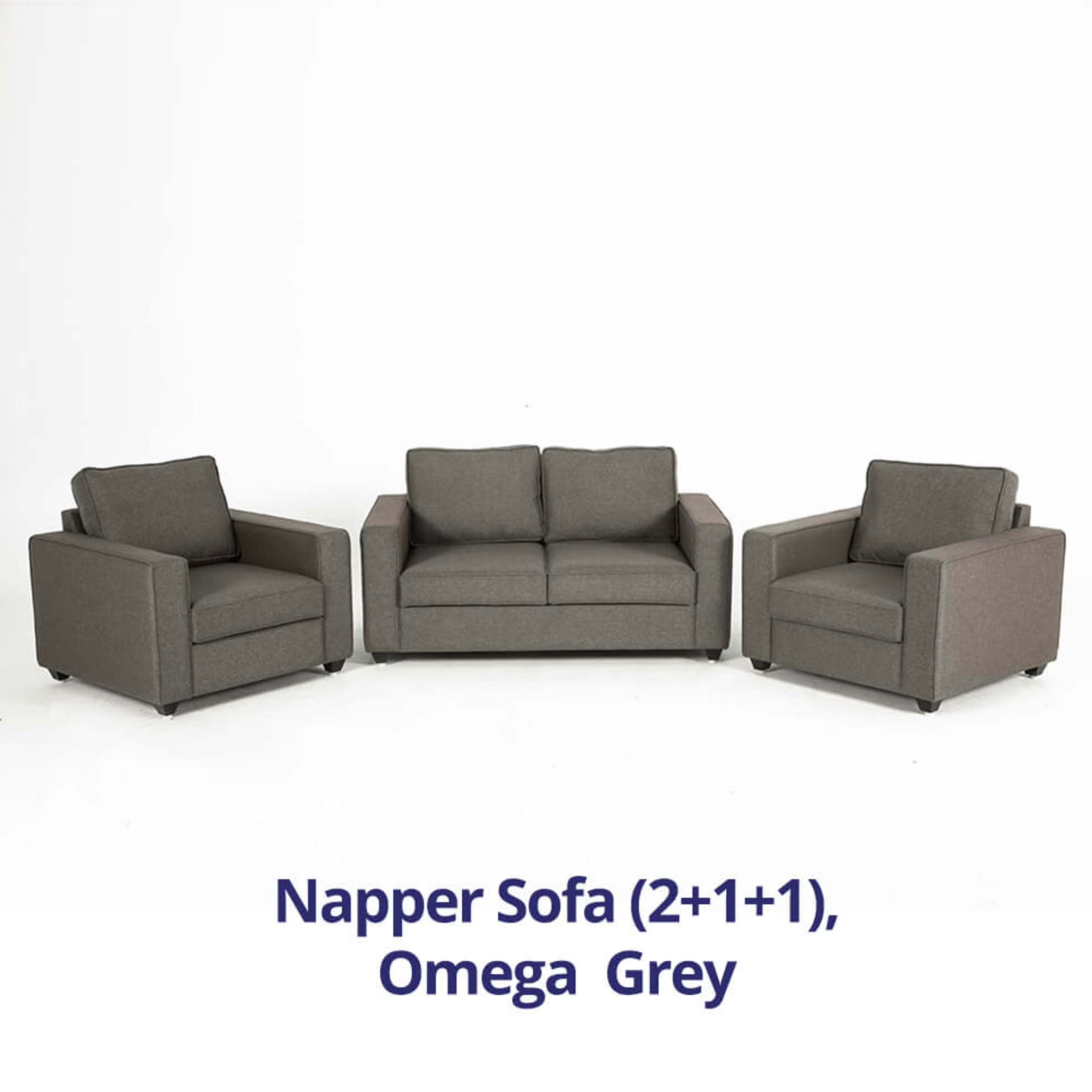 Wakefit Napper Sofa Set (2+1+1) Regular, Without Storage, 2+1+1, Omega Grey