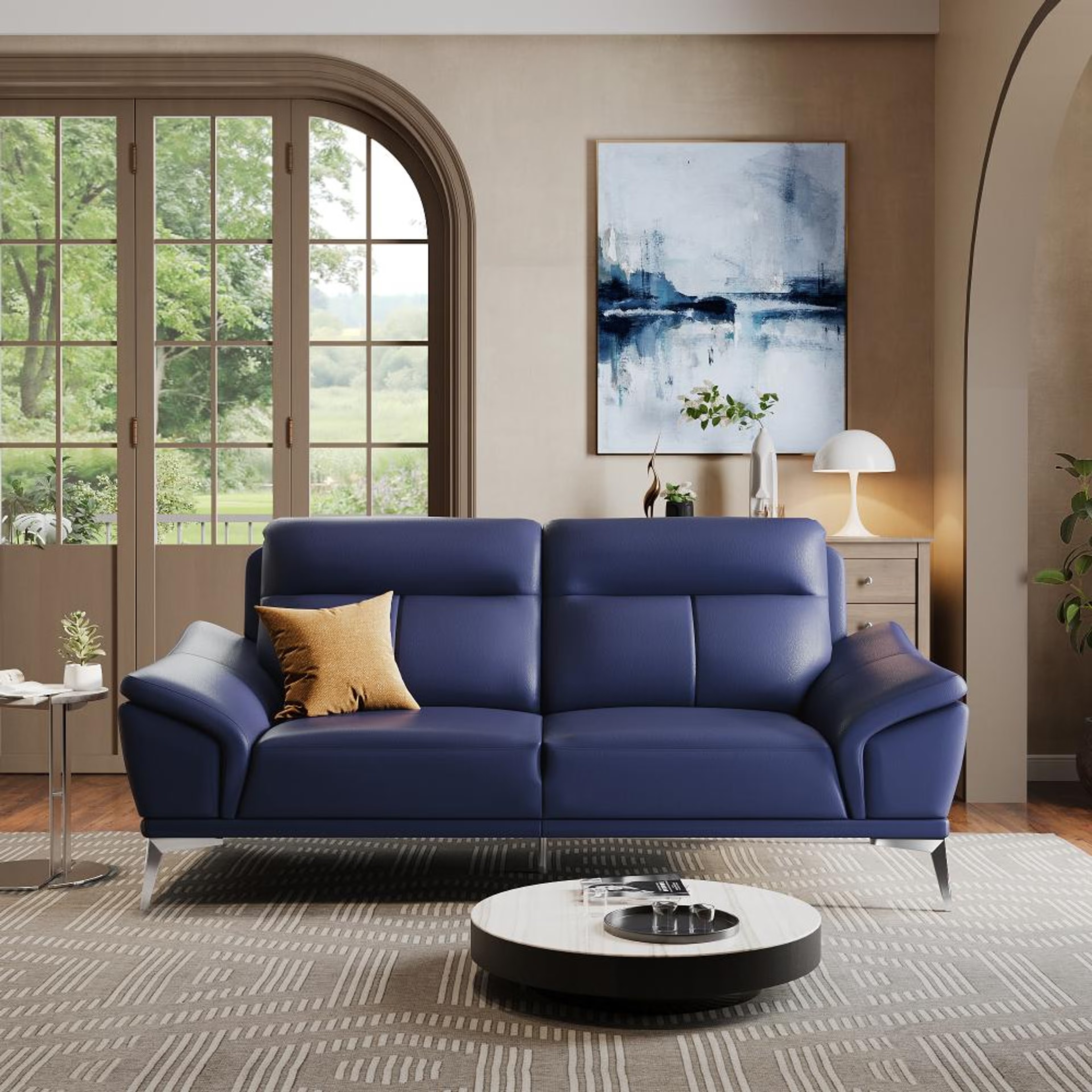 Wakefit Tahiti Sofa -Three Seater Regular, Three Seater, Blue
