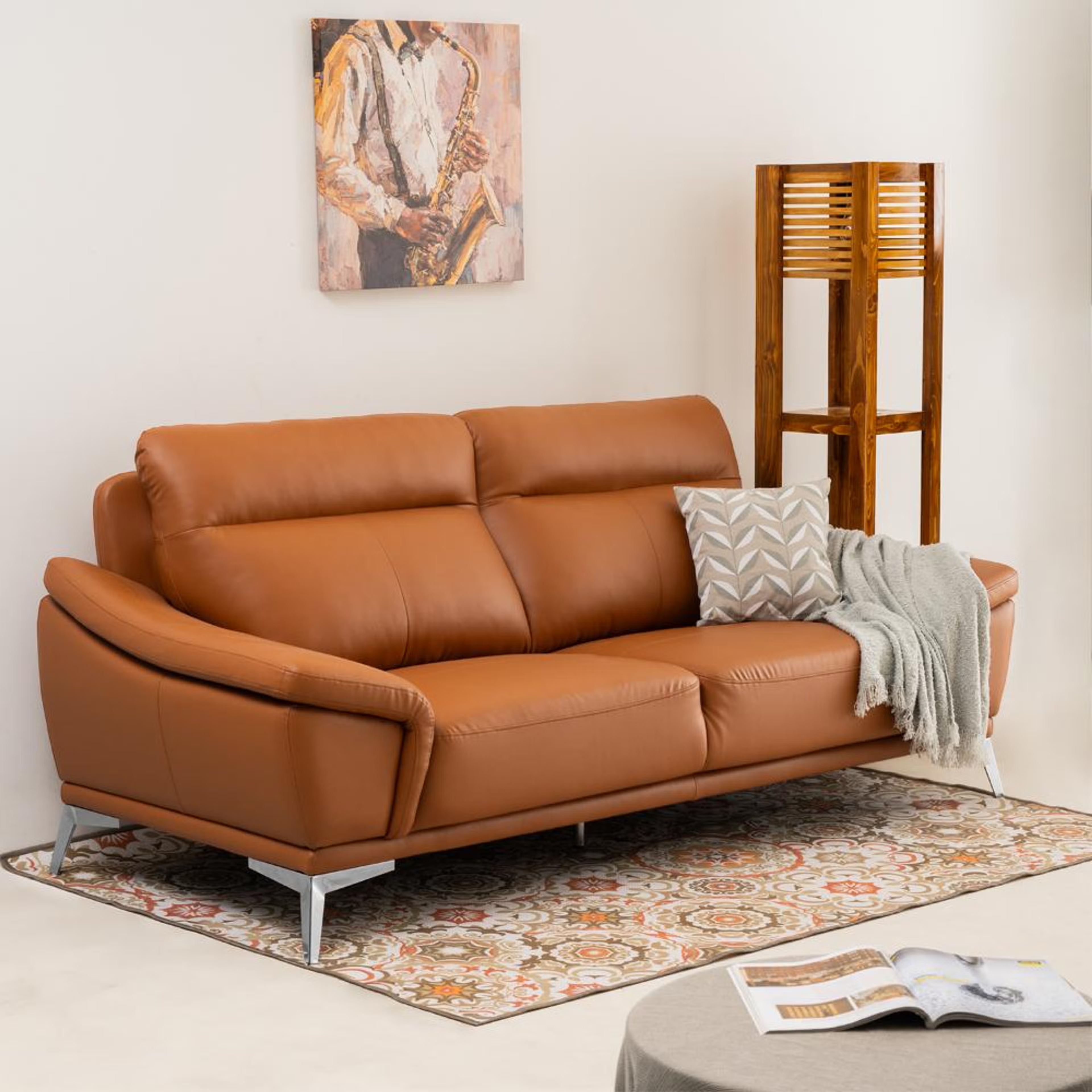 Wakefit Tahiti Sofa - Three Seater Regular, Three Seater, Tan
