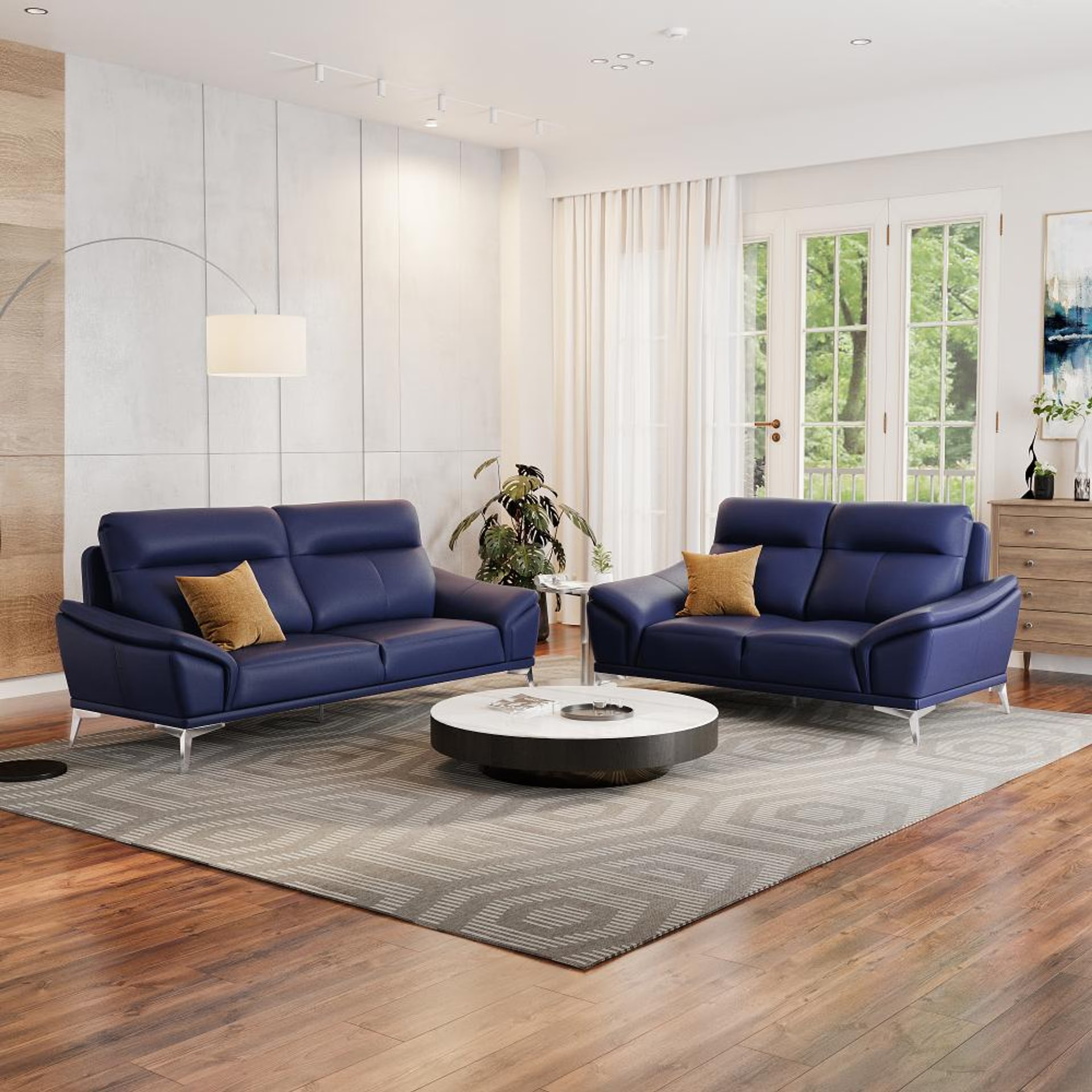 Wakefit Tahiti Sofa set (3+2) Seater Regular, Set (3+2), Blue