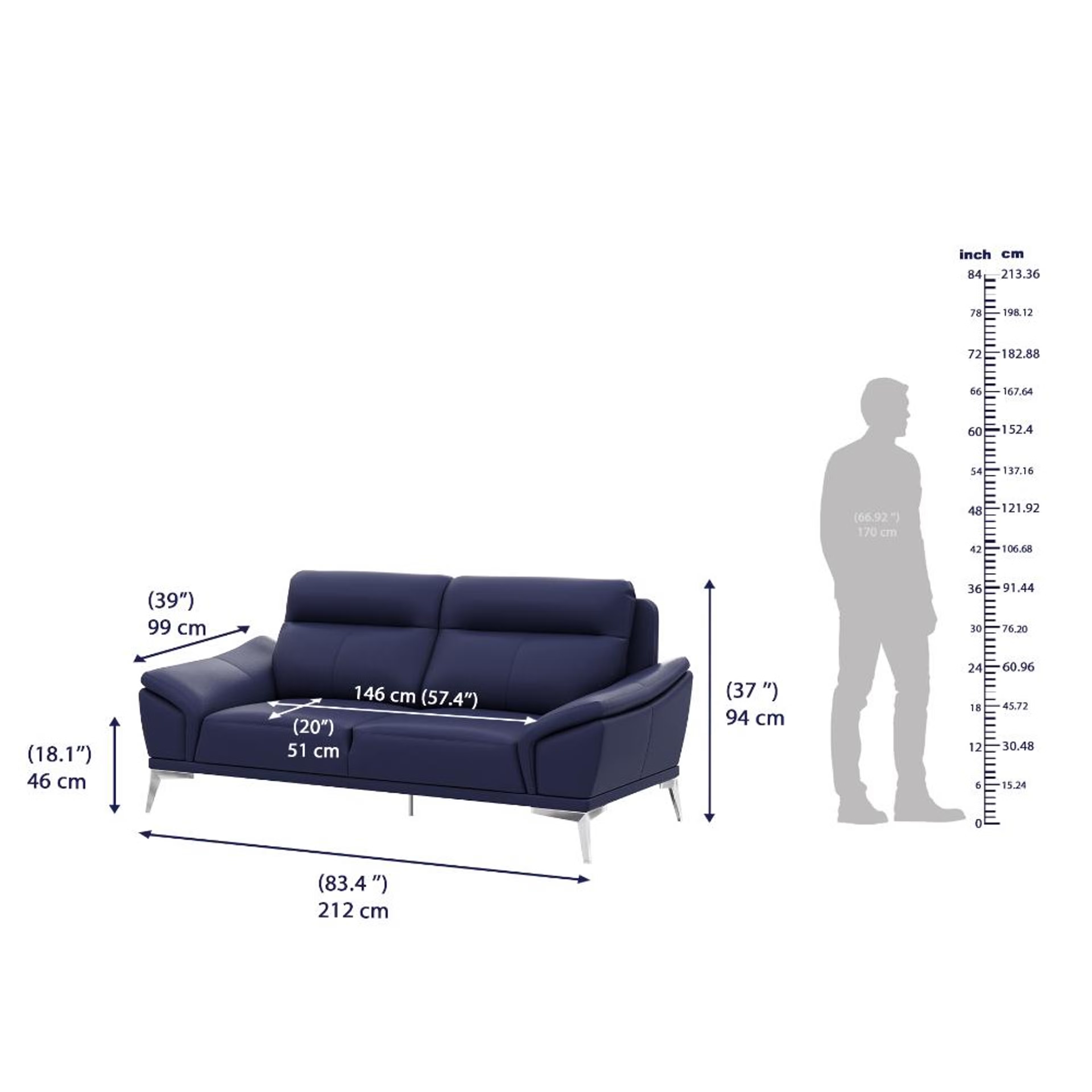 Wakefit Tahiti Sofa set (3+2) Seater Regular, Set (3+2), Blue 8 Wakefit Tahiti Sofa set (3+2) Seater Regular, Set (3+2), Blue