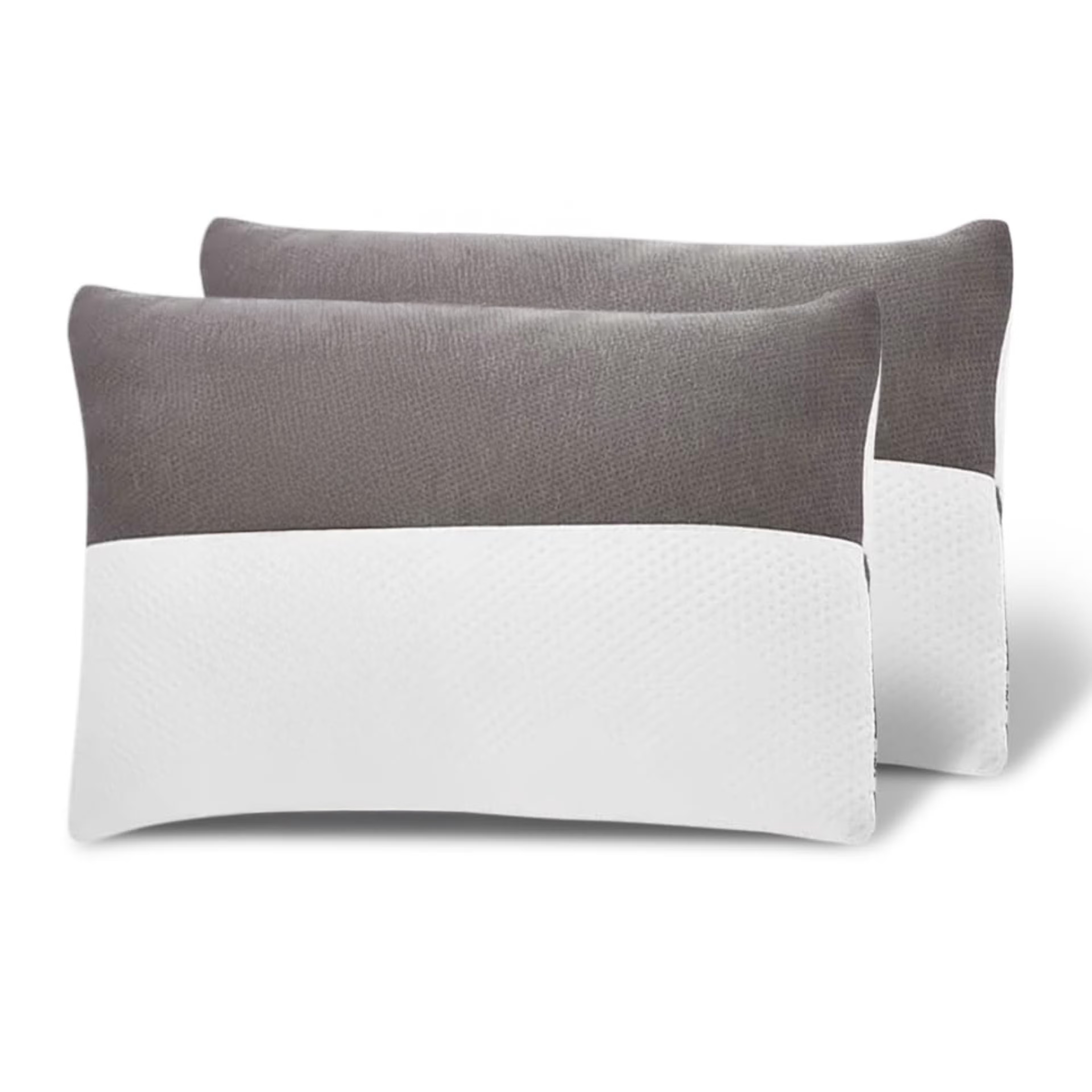 Sleeping Pillow | Set of 2 | Height Adjustable | Standard Size 27X16 inch | Soft & Fluffy | Free Extra Filling 300 Grms | White & Grey Standard, Set of 2