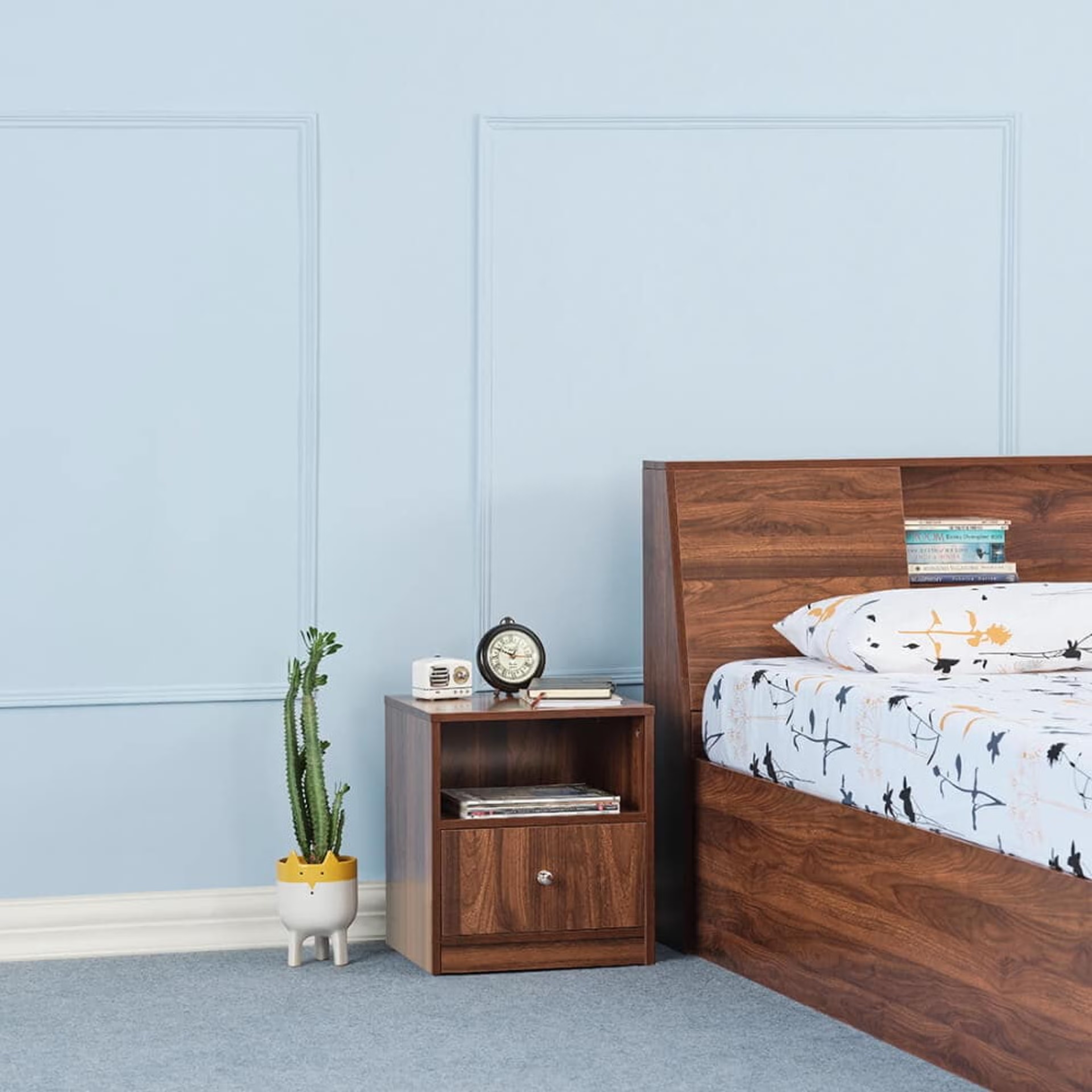Wakefit Elara Single Bottom Drawer Bedside Table Single
