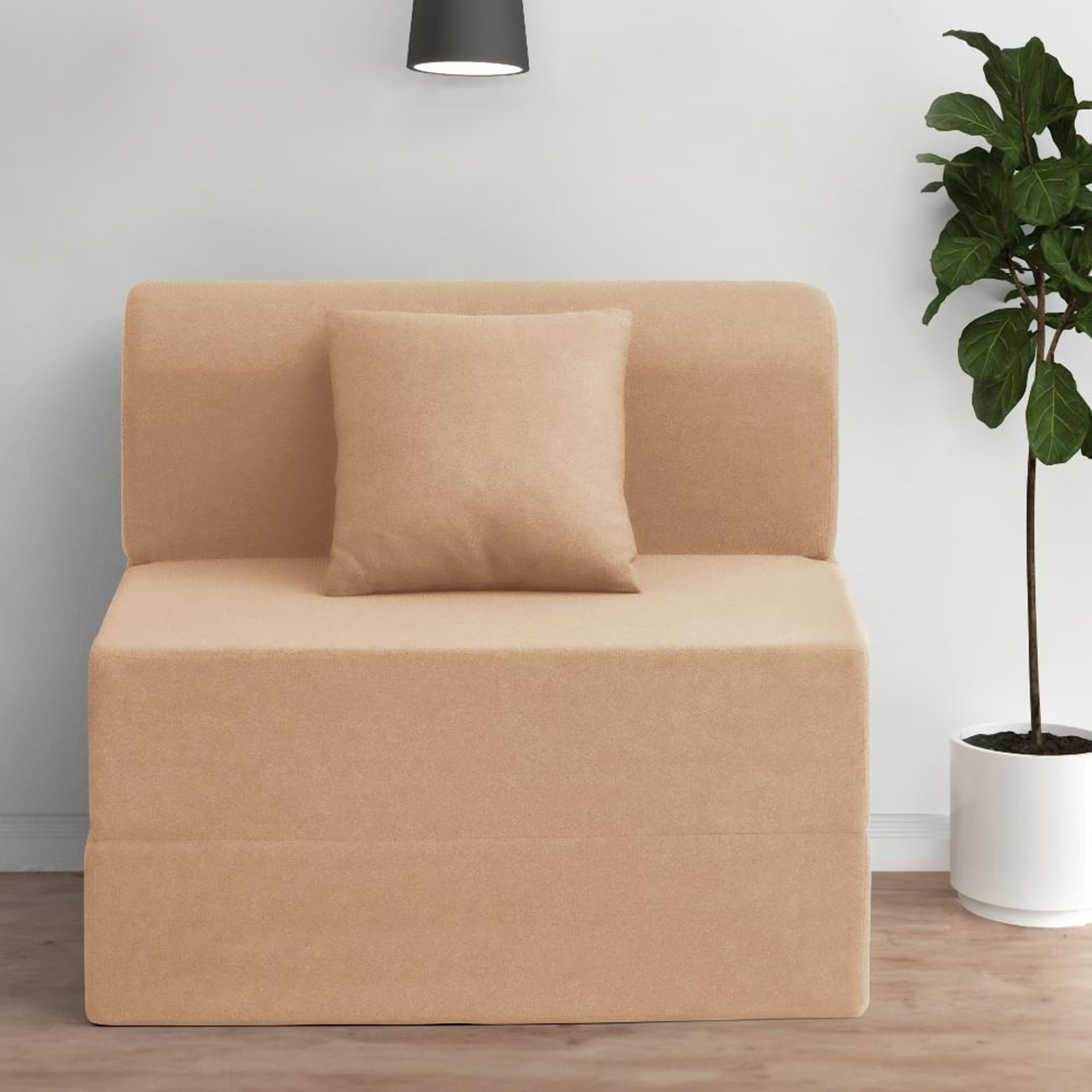 Home 36 Wakefit Flipper Sofa Cum Bed - One Seater (6'x2.5') Feet- WarpKnit Beige Regular, 7.5 Thickness, Single Seater, Warpknit Beige