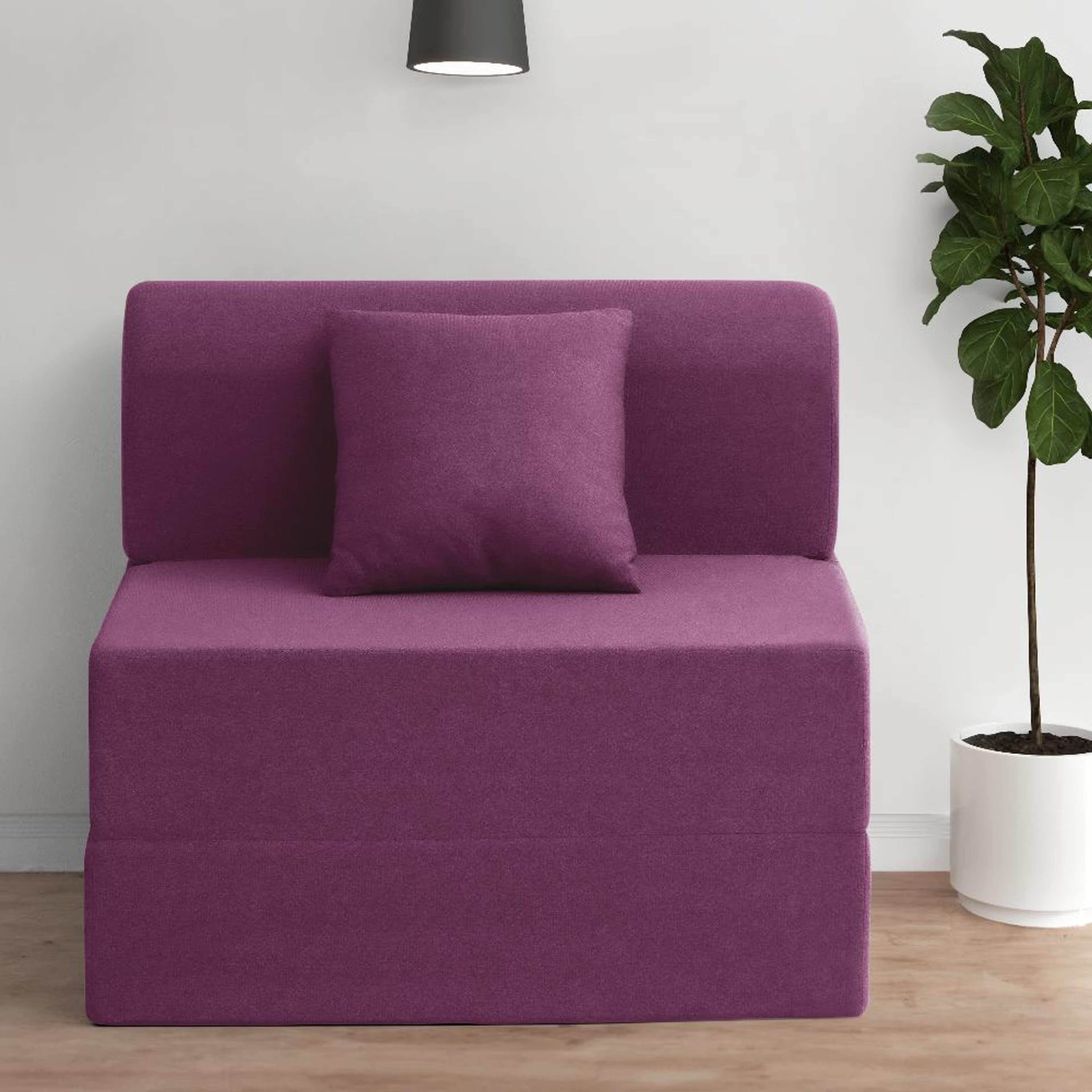 Wakefit Flipper Sofa Cum Bed - One Seater (6'x2.5') Feet- WarpKnit Purple Regular, 7.5 Thickness, Single Seater, Warpknit Purple