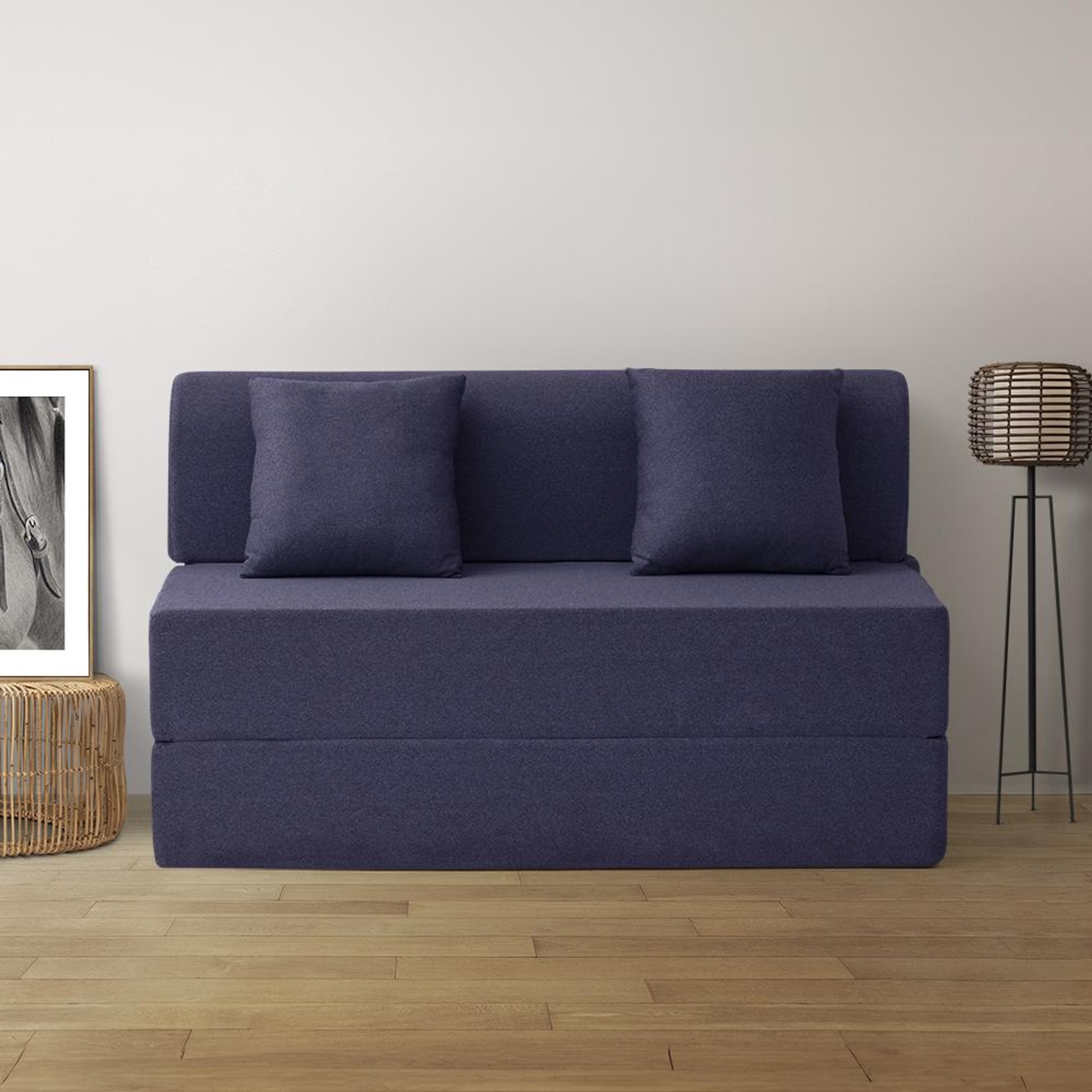 Wakefit Flipper Sofa Cum Bed - Two Seater (6'x4') Feet- WarpKnit Blue Regular, 7.5 Thickness, Two Seater, Warpknit Blue