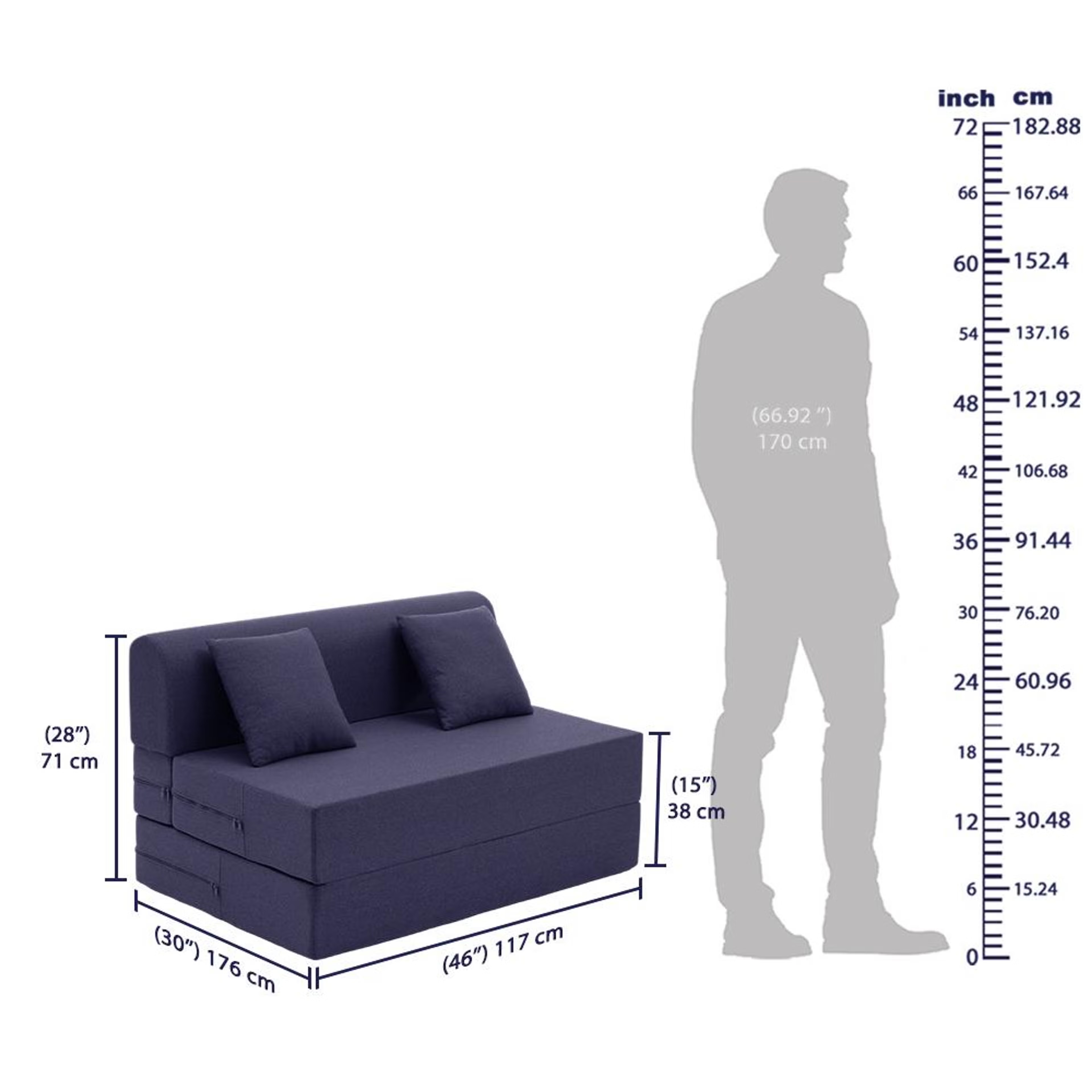 Wakefit Flipper Sofa Cum Bed - Two Seater (6'x4') Feet- WarpKnit Blue Regular, 7.5 Thickness, Two Seater, Warpknit Blue 11 Wakefit Flipper Sofa Cum Bed - Two Seater (6'x4') Feet- WarpKnit Blue Regular, 7.5 Thickness, Two Seater, Warpknit Blue