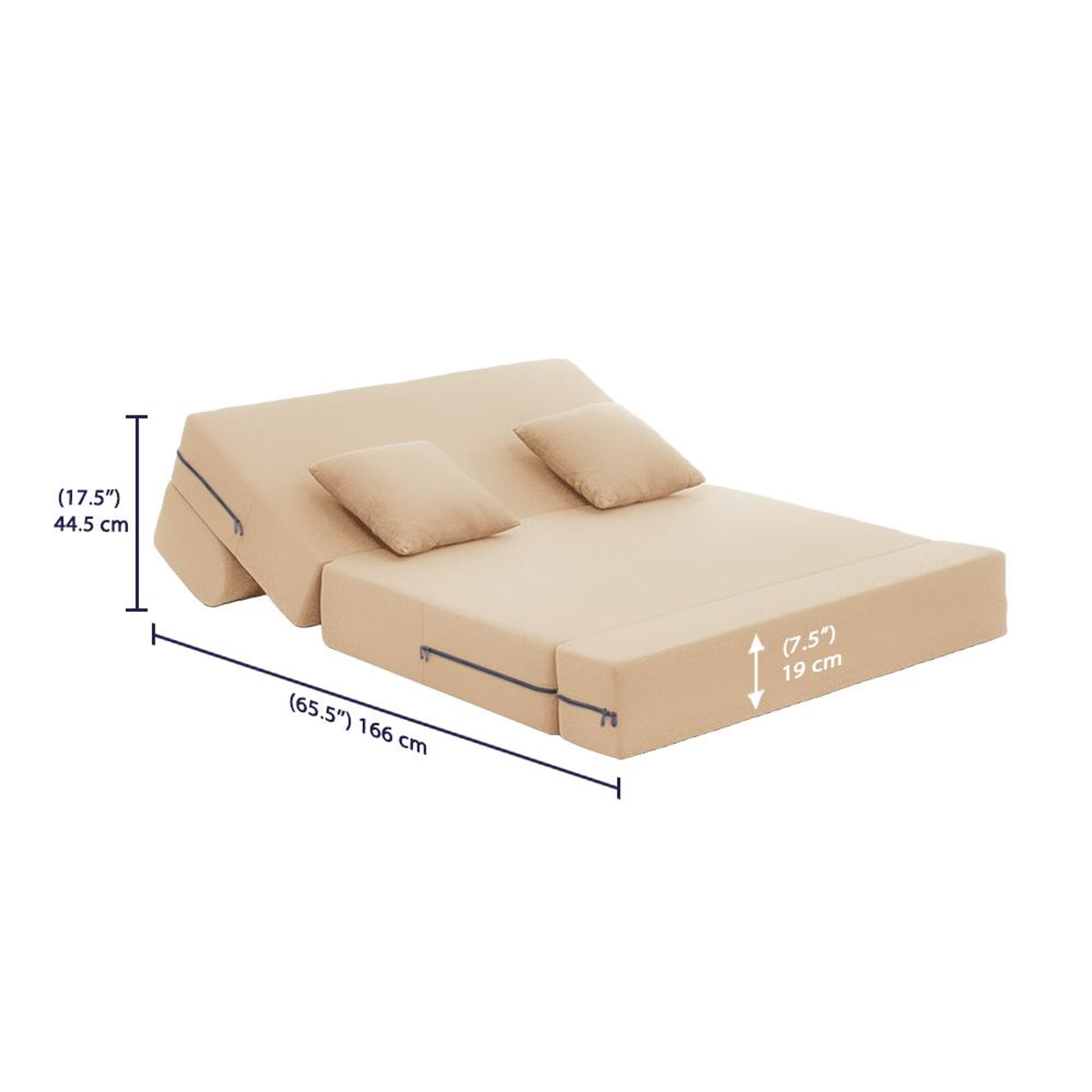 Wakefit Flipper Sofa Cum Bed - Two Seater (6'x4') Feet- WarpKnit Beige Regular, 7.5 Thickness, Two Seater, Warpknit Beige 10 Wakefit Flipper Sofa Cum Bed - Two Seater (6'x4') Feet- WarpKnit Beige Regular, 7.5 Thickness, Two Seater, Warpknit Beige