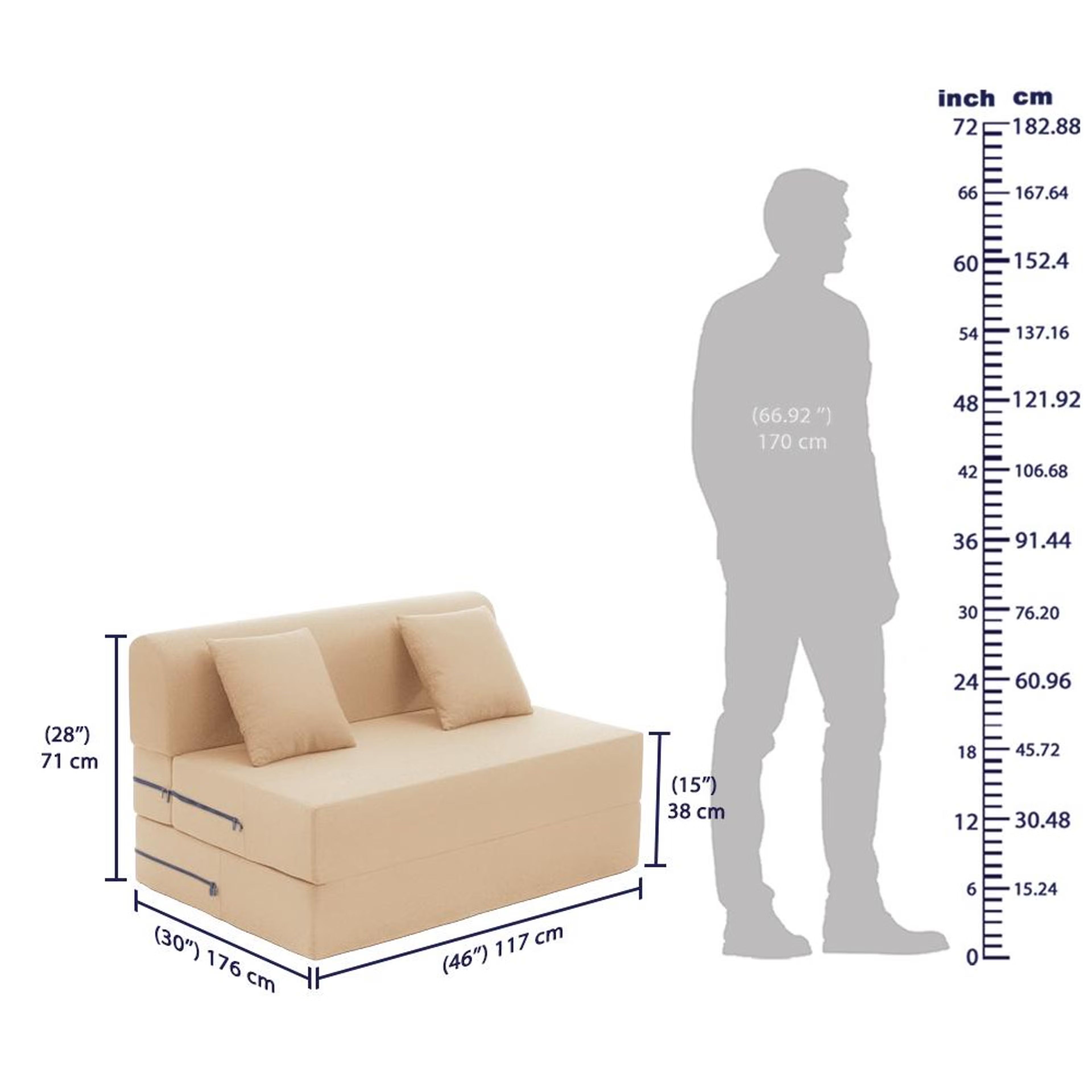 Wakefit Flipper Sofa Cum Bed - Two Seater (6'x4') Feet- WarpKnit Beige Regular, 7.5 Thickness, Two Seater, Warpknit Beige 8 Wakefit Flipper Sofa Cum Bed - Two Seater (6'x4') Feet- WarpKnit Beige Regular, 7.5 Thickness, Two Seater, Warpknit Beige