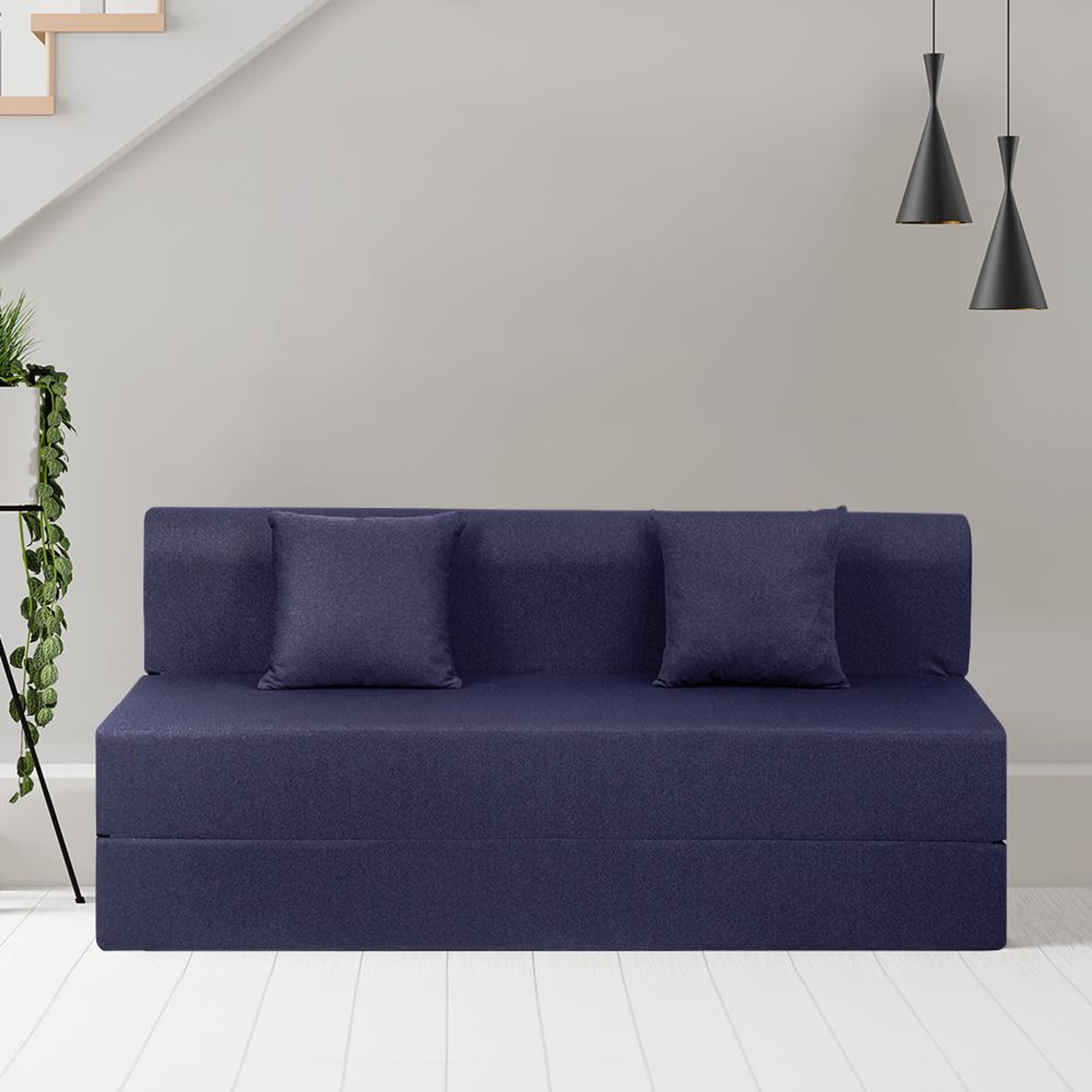 Wakefit Flipper Sofa Cum Bed - Three Seater (6'x5') Feet- WarpKnit Blue Regular, 7.5 Thickness, Three Seater, Warpknit Blue