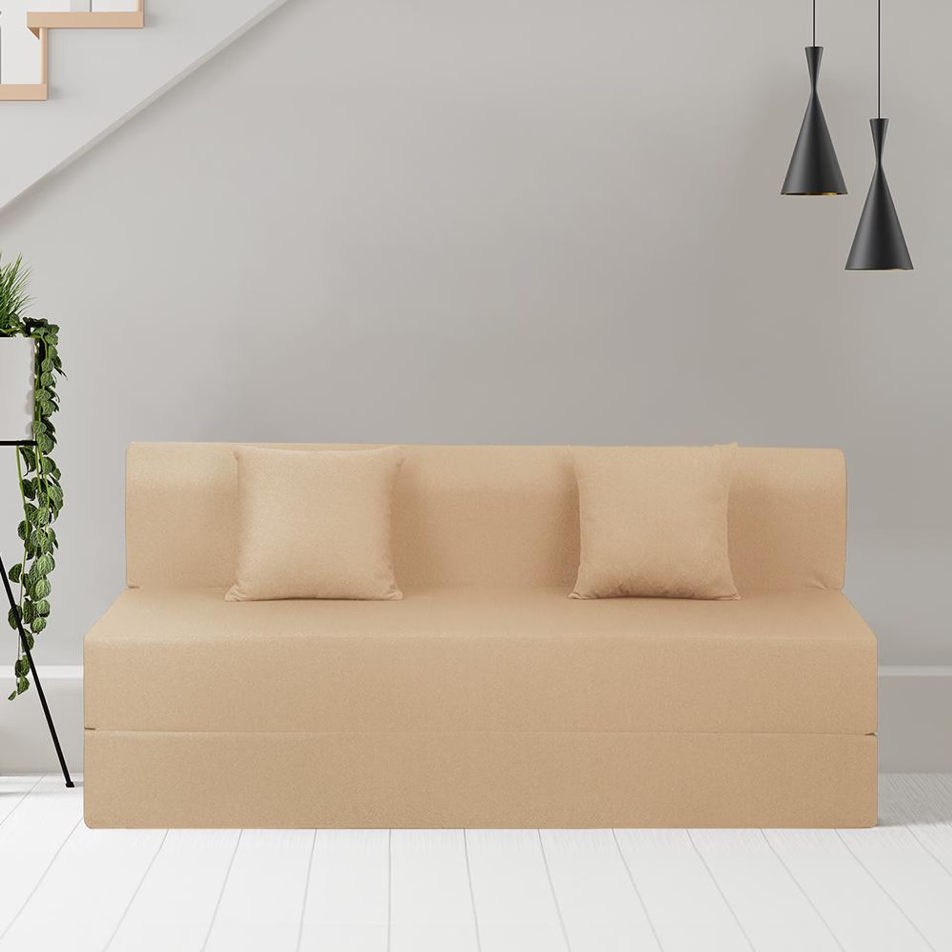 Wakefit Flipper Sofa Cum Bed - Three Seater (6'x5') Feet- WarpKnit Beige Regular, 7.5 Thickness, Three Seater, Warpknit Beige