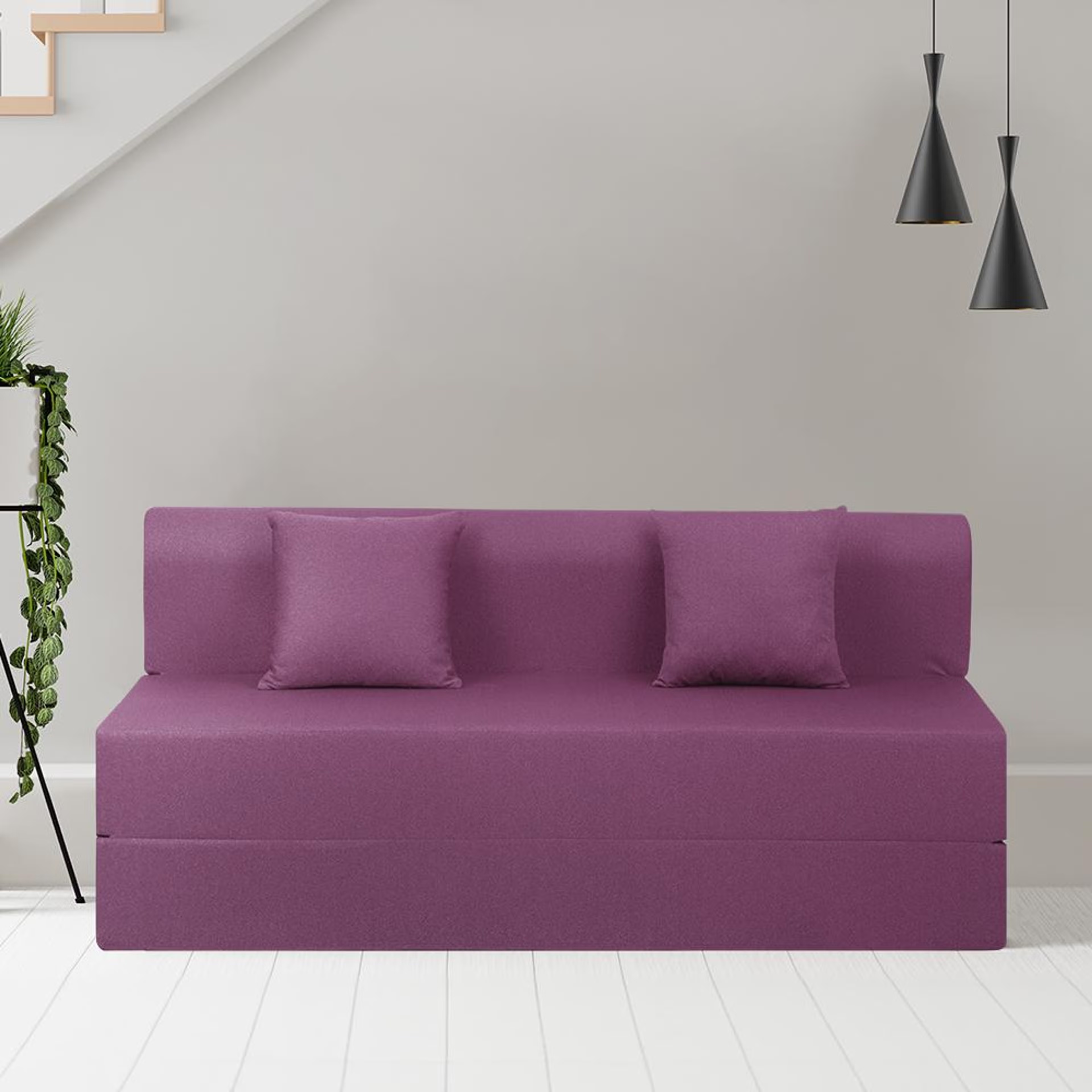 Wakefit Flipper Sofa Cum Bed - Three Seater (6'x5') Feet- WarpKnit Purple Regular, 7.5 Thickness, Three Seater, Warpknit Purple