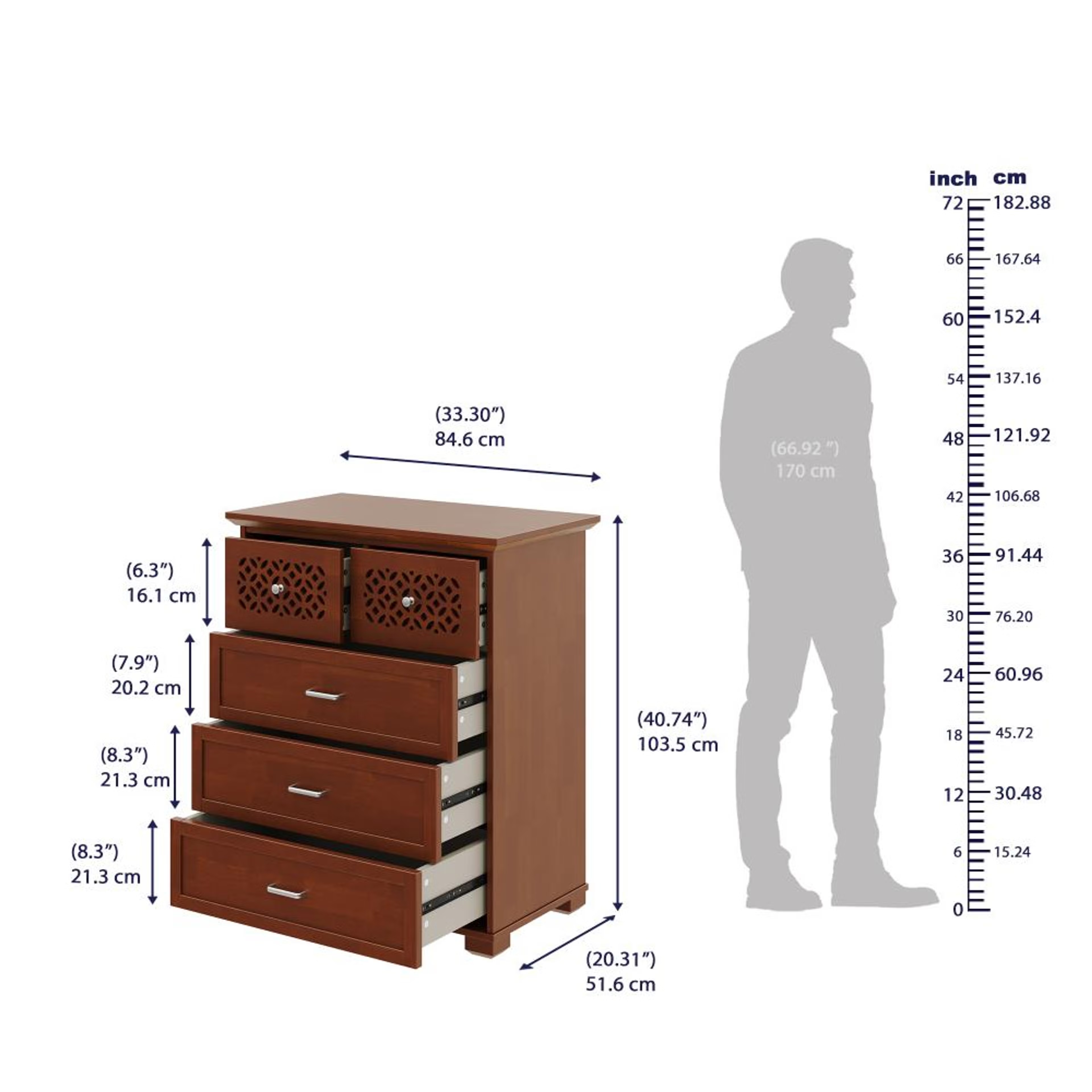 Elena Solid Wood Chest of Drawers Golden Brown 8 Elena Solid Wood Chest of Drawers Golden Brown