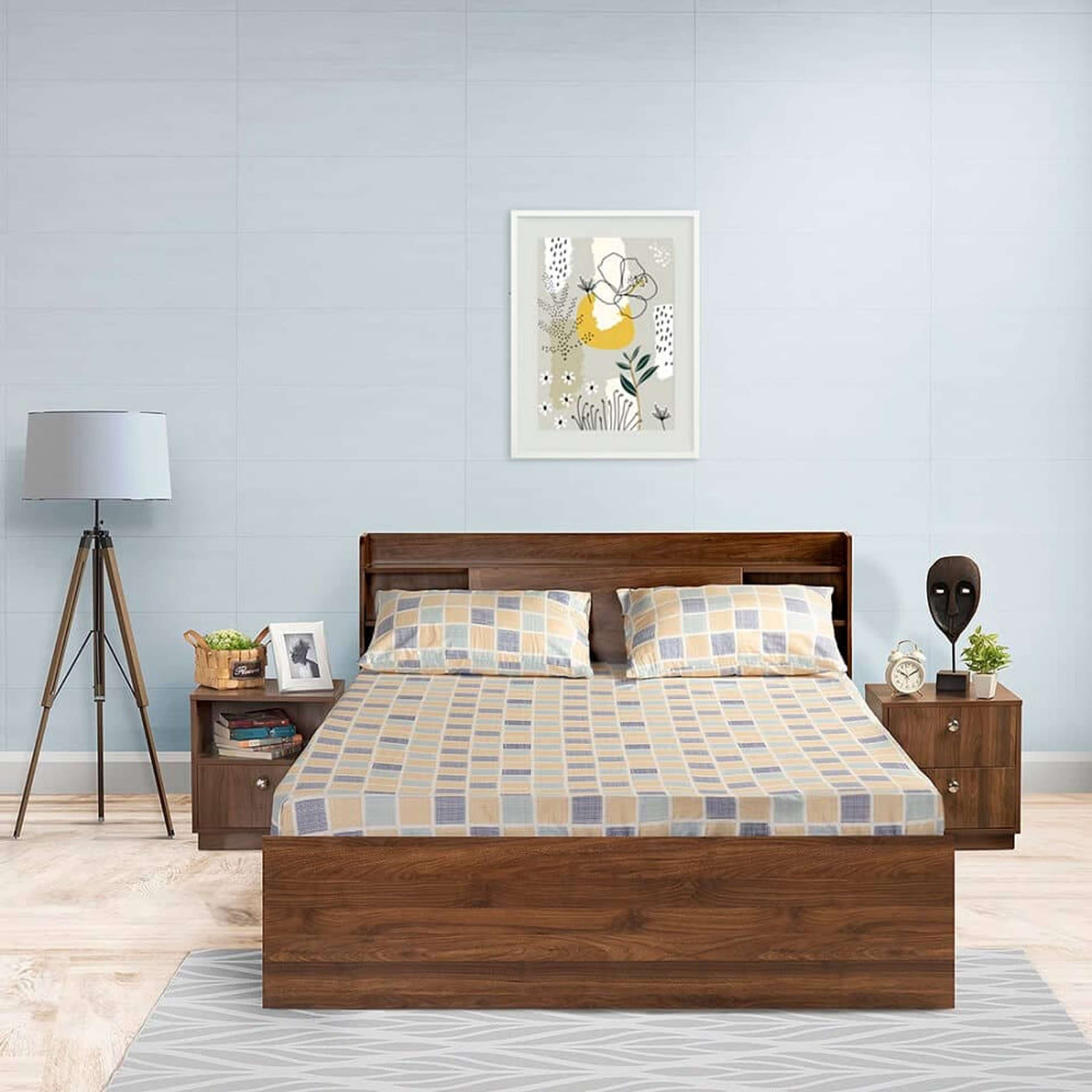Wakefit 100% Cotton 200 TC Fitted Bedsheet With 1 Pillow Covers | Chekkers Single - 72" x 36\