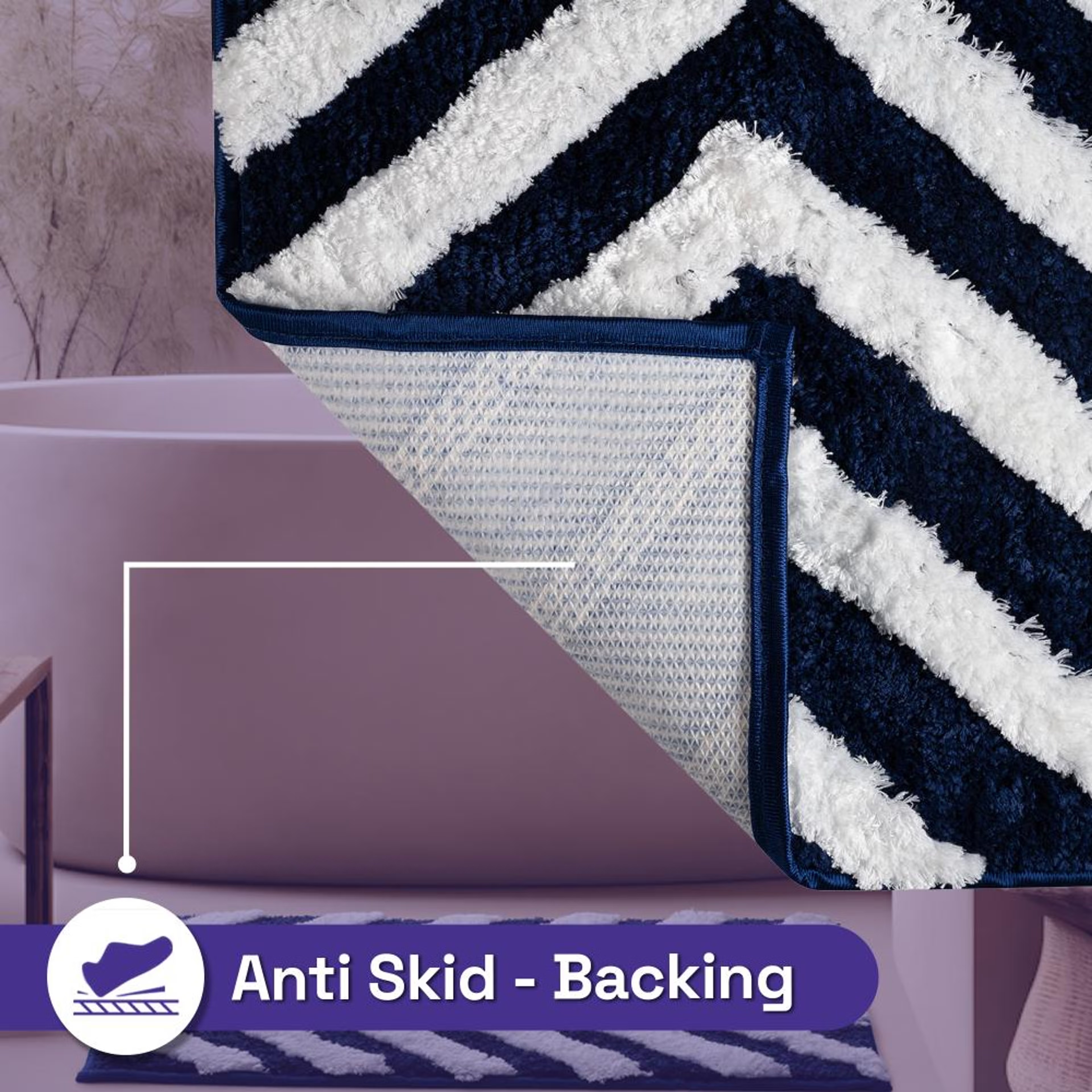 Home 44 Bath Mat | Set of 1 | 40x60cm | Anti Skid & Highly Absorbent Bathroom Mat | Machine Washable | Serene-Blue 40*60 cm, Blue