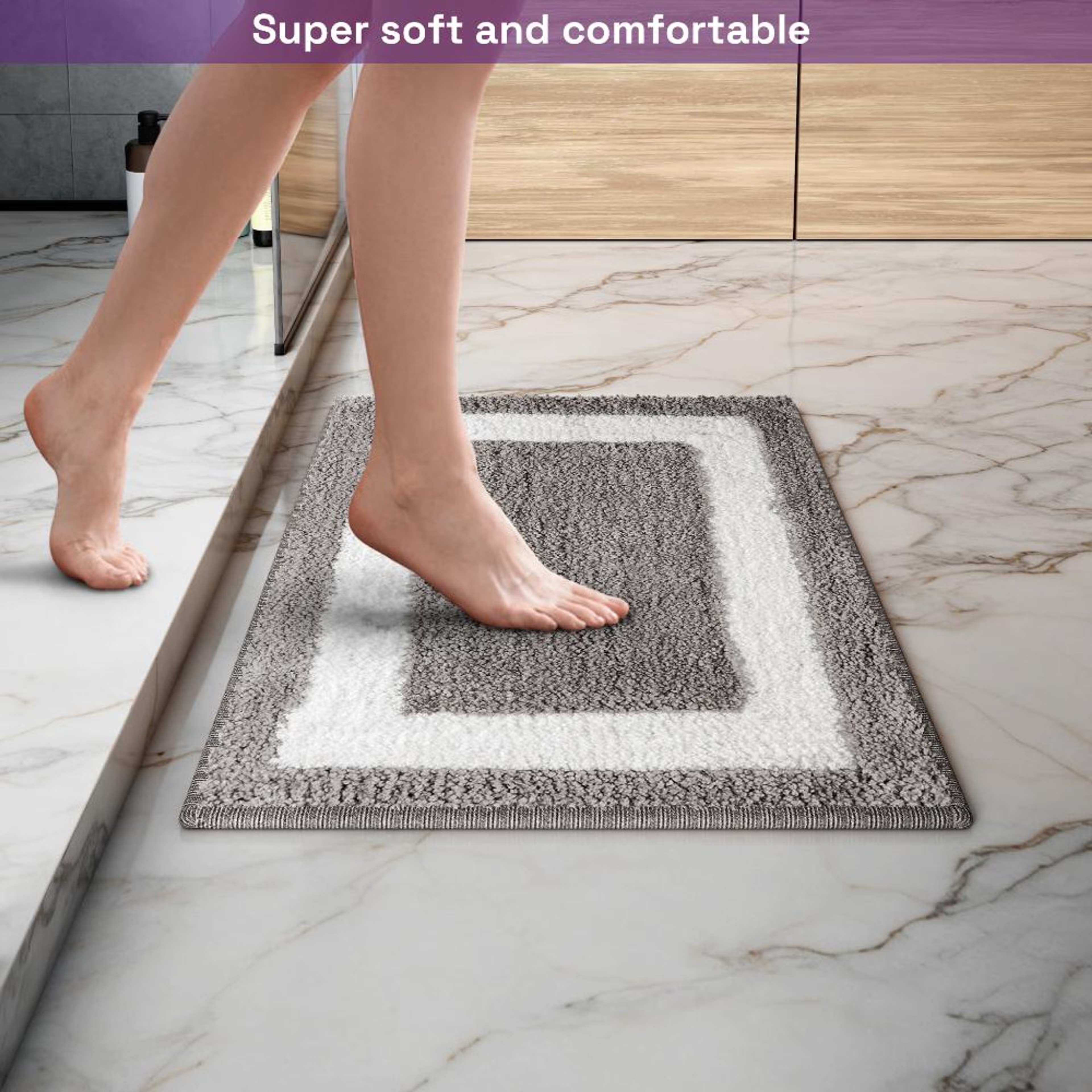 Home 29 Bath Mat | Set of 1 | 40x60cm | Anti Skid & Highly Absorbent Bathroom Mat | Machine Washable | Alpaka-Grey 40*60 cm, Grey