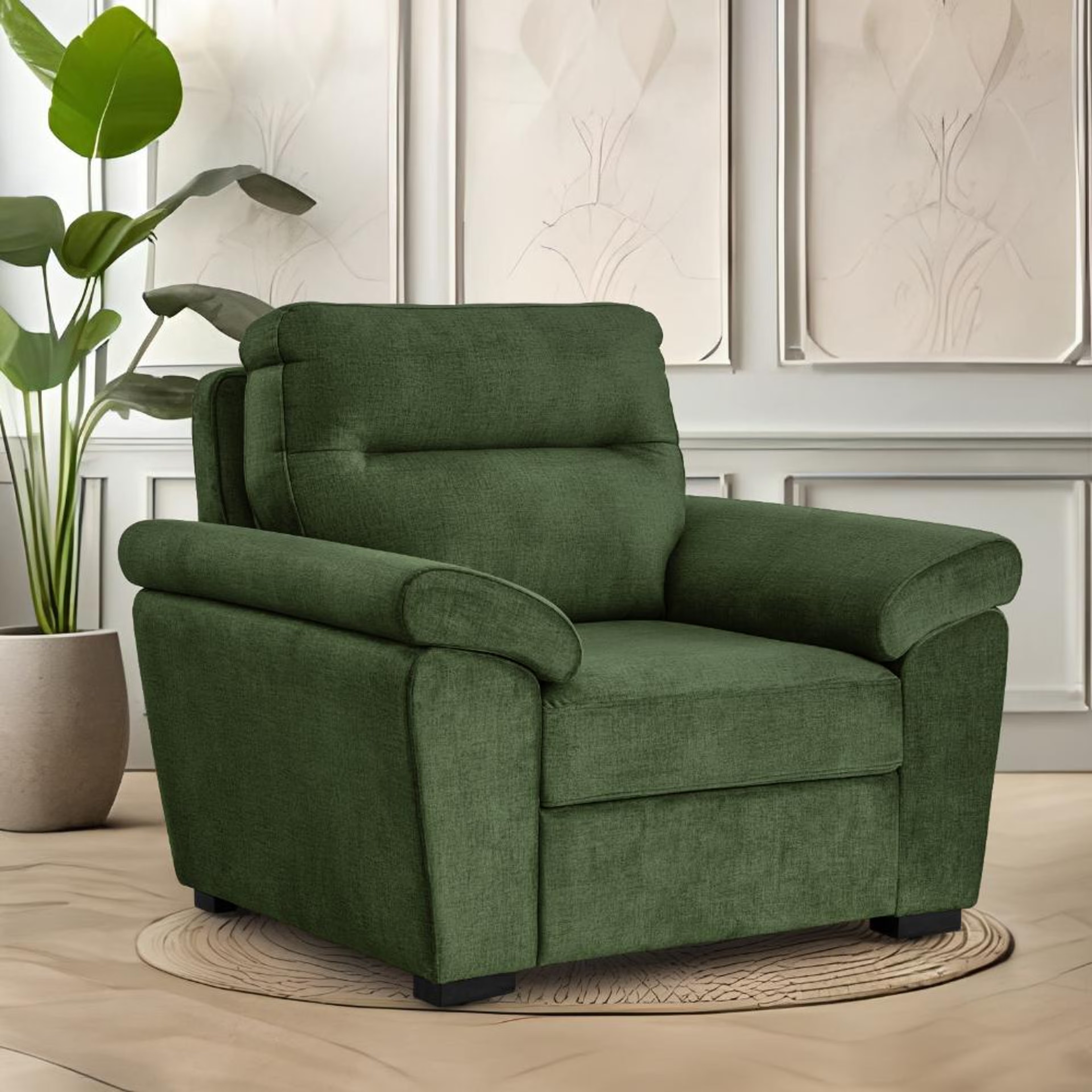 Wakefit Lounger Plus Sofa -Single Seater Regular, Single Seater, Green