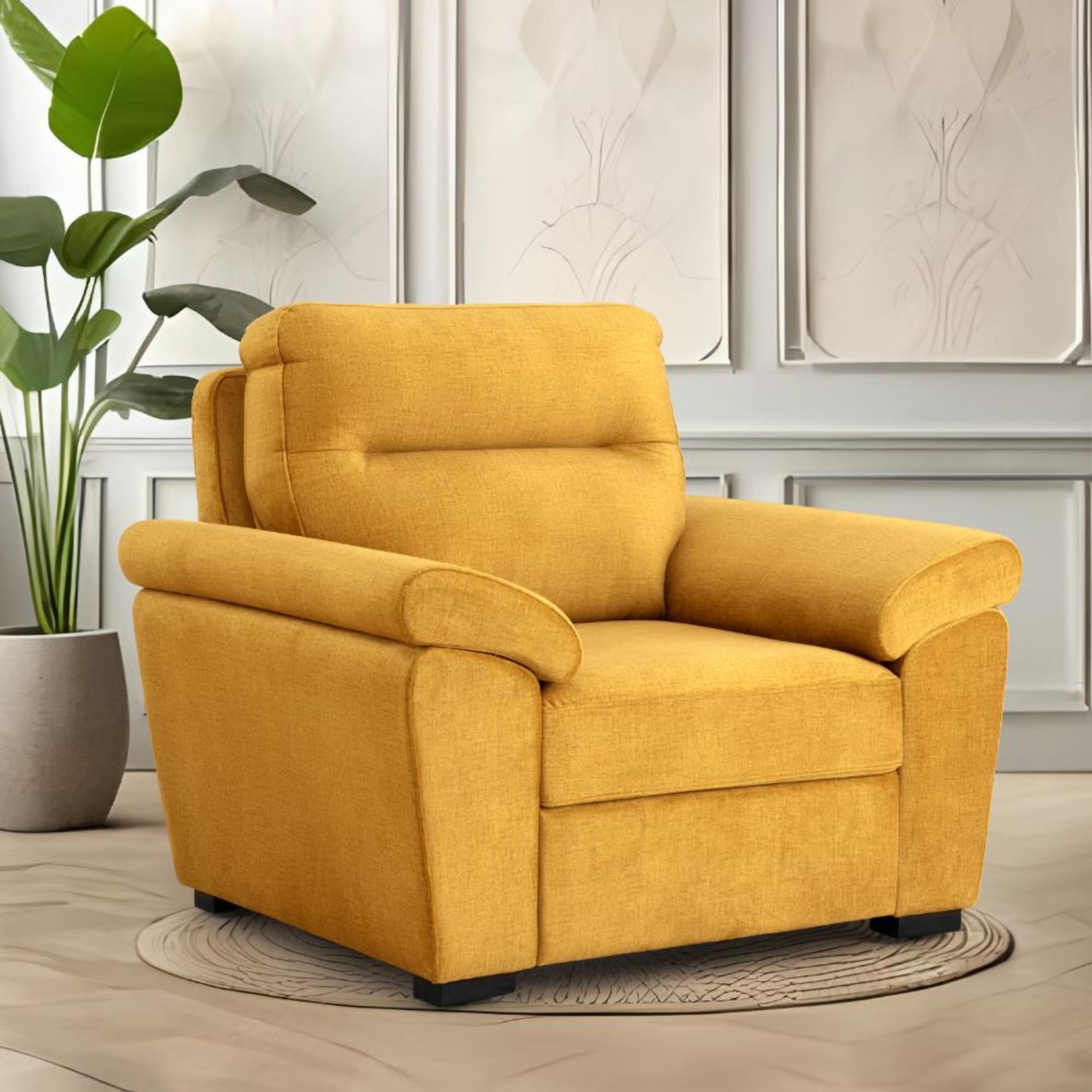 Home 44 Wakefit Lounger Plus Sofa -Single Seater Regular, Single Seater, Yellow