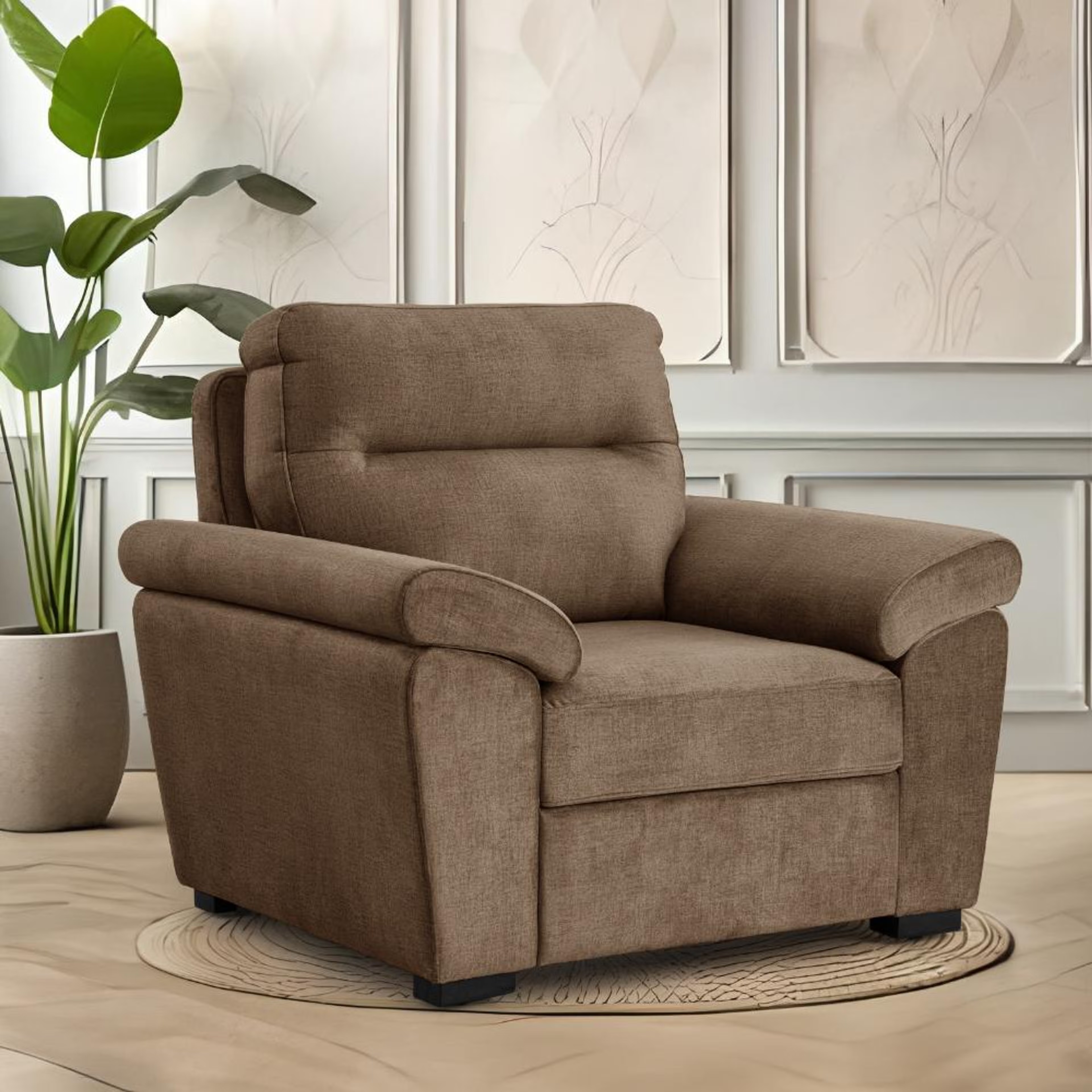 Wakefit Lounger Plus Sofa -Single Seater Regular, Single Seater, Mocha Brown