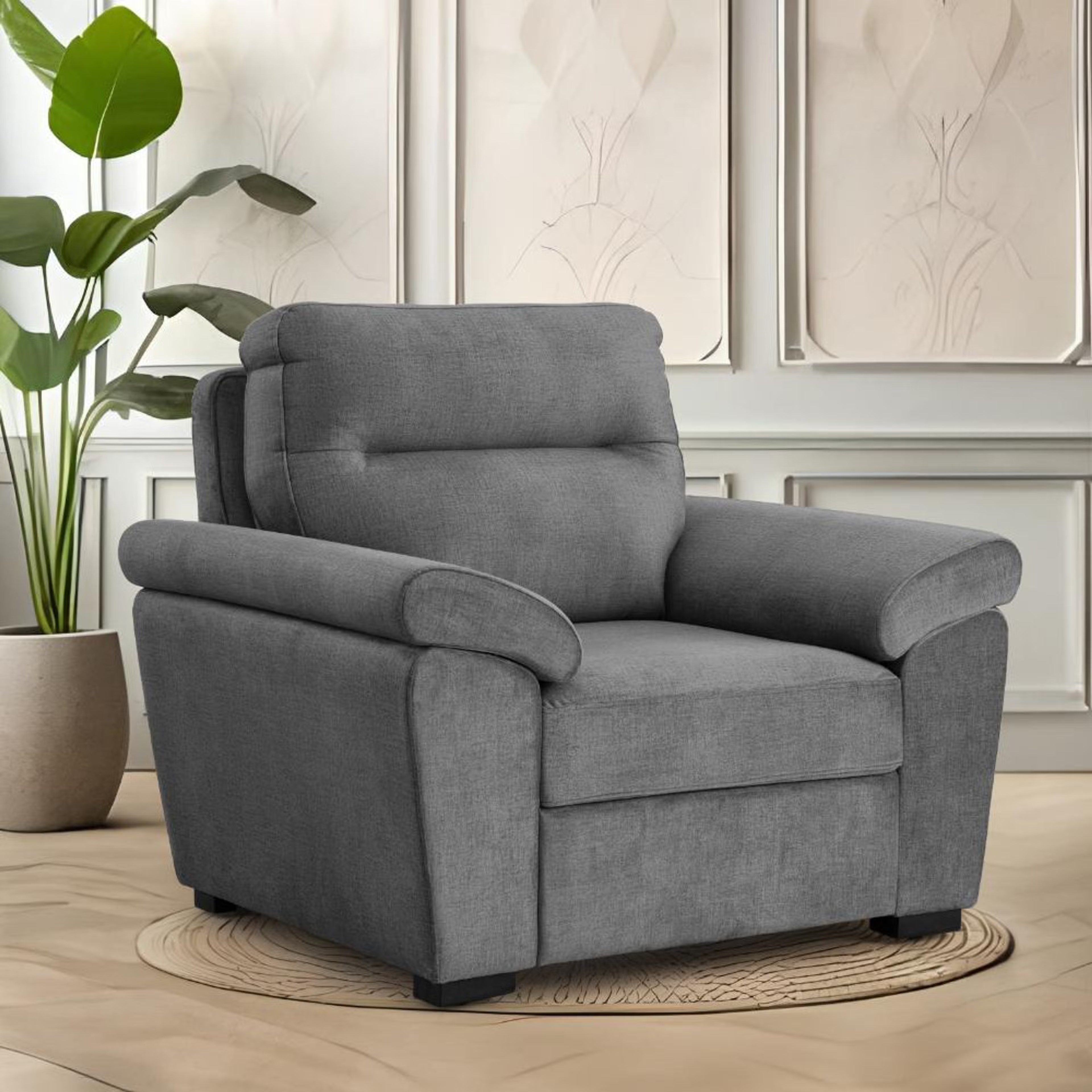 Home 28 Wakefit Lounger Plus Sofa -Single Seater Regular, Single Seater, Charcoal Grey