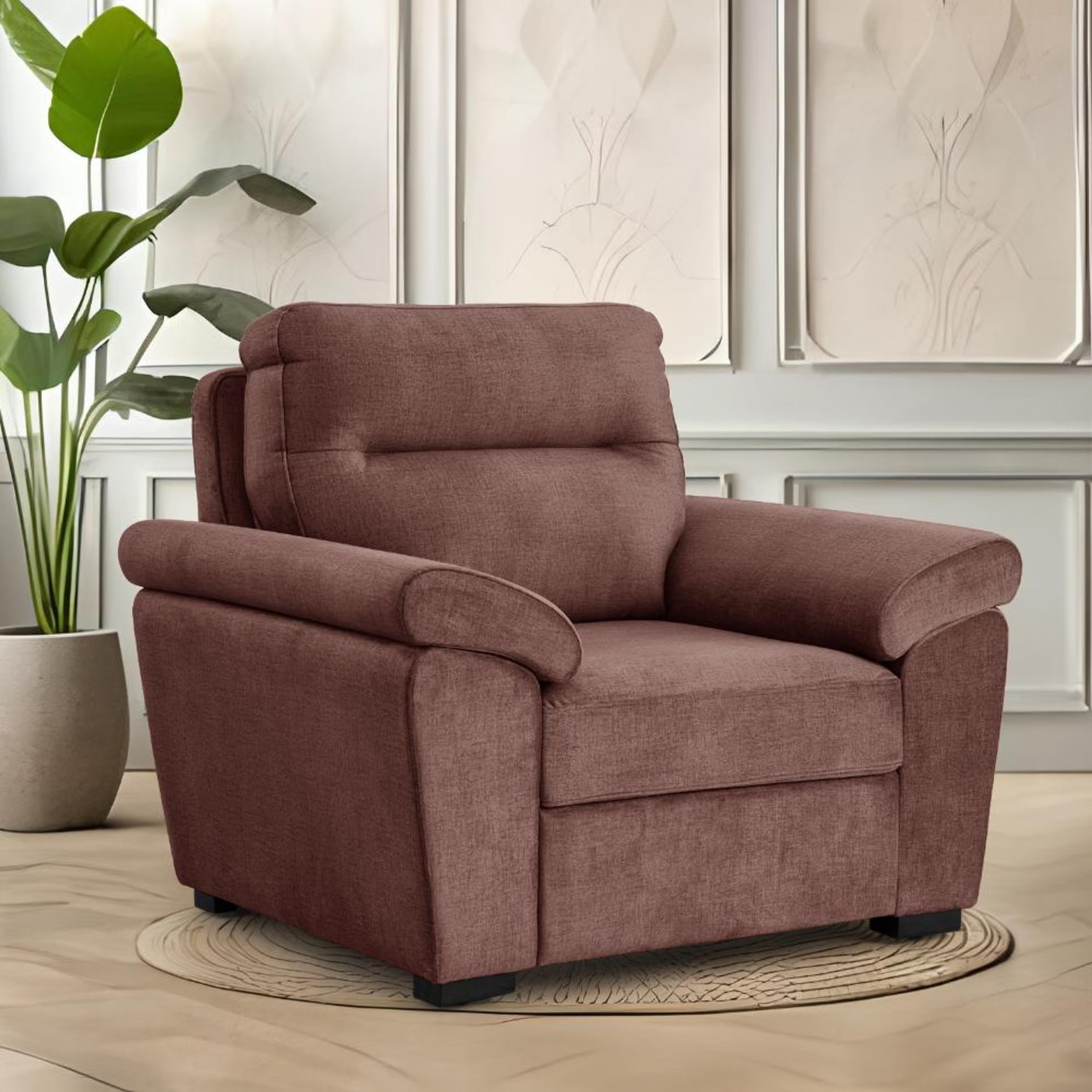 Wakefit Lounger Plus Sofa -Single Seater Regular, Single Seater, Rose Brown