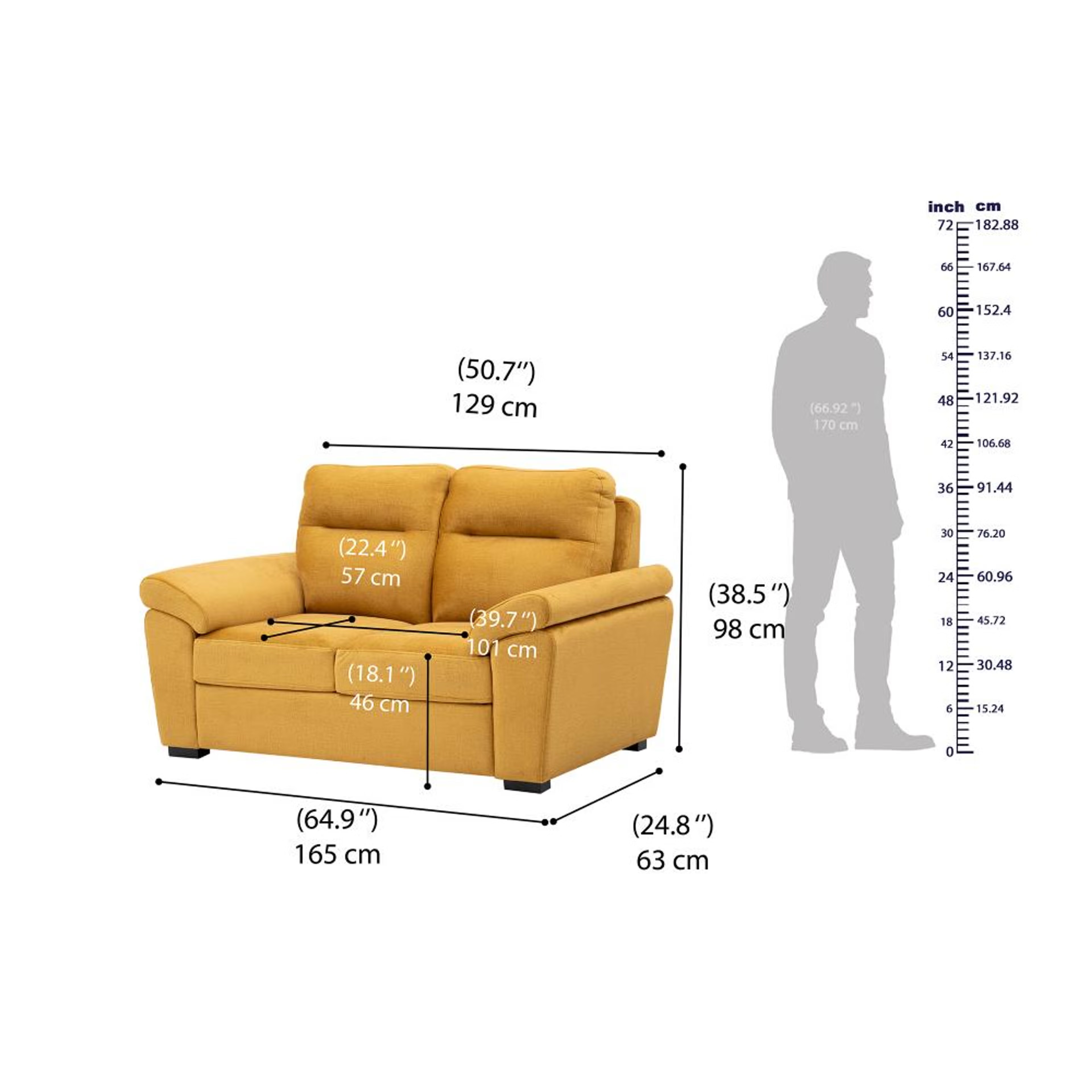 Wakefit Lounger Plus Sofa -Two Seater Regular, Two Seater, Yellow 7 Wakefit Lounger Plus Sofa -Two Seater Regular, Two Seater, Yellow