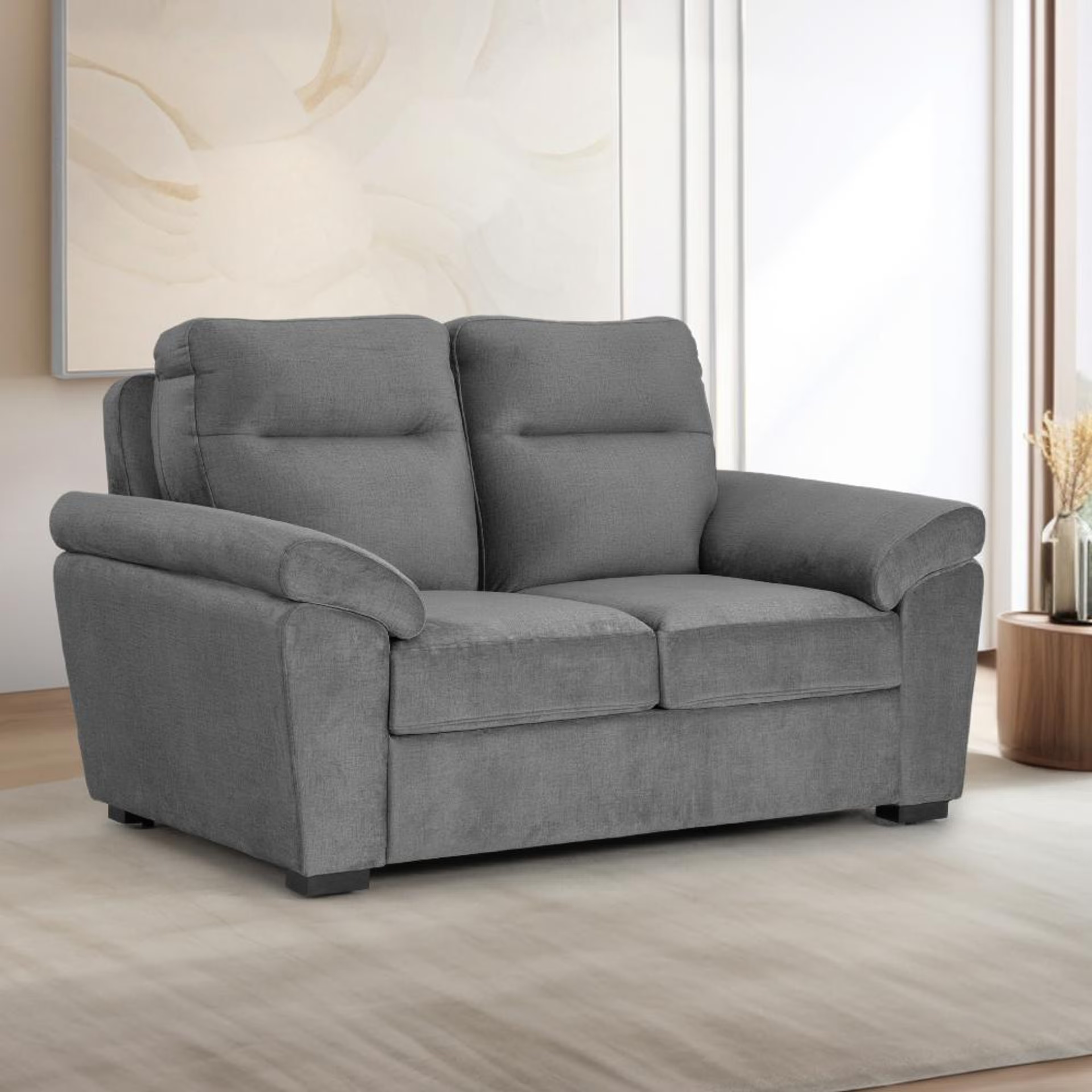 Wakefit Lounger Plus Sofa -Two Seater Regular, Two Seater, Charcoal Grey