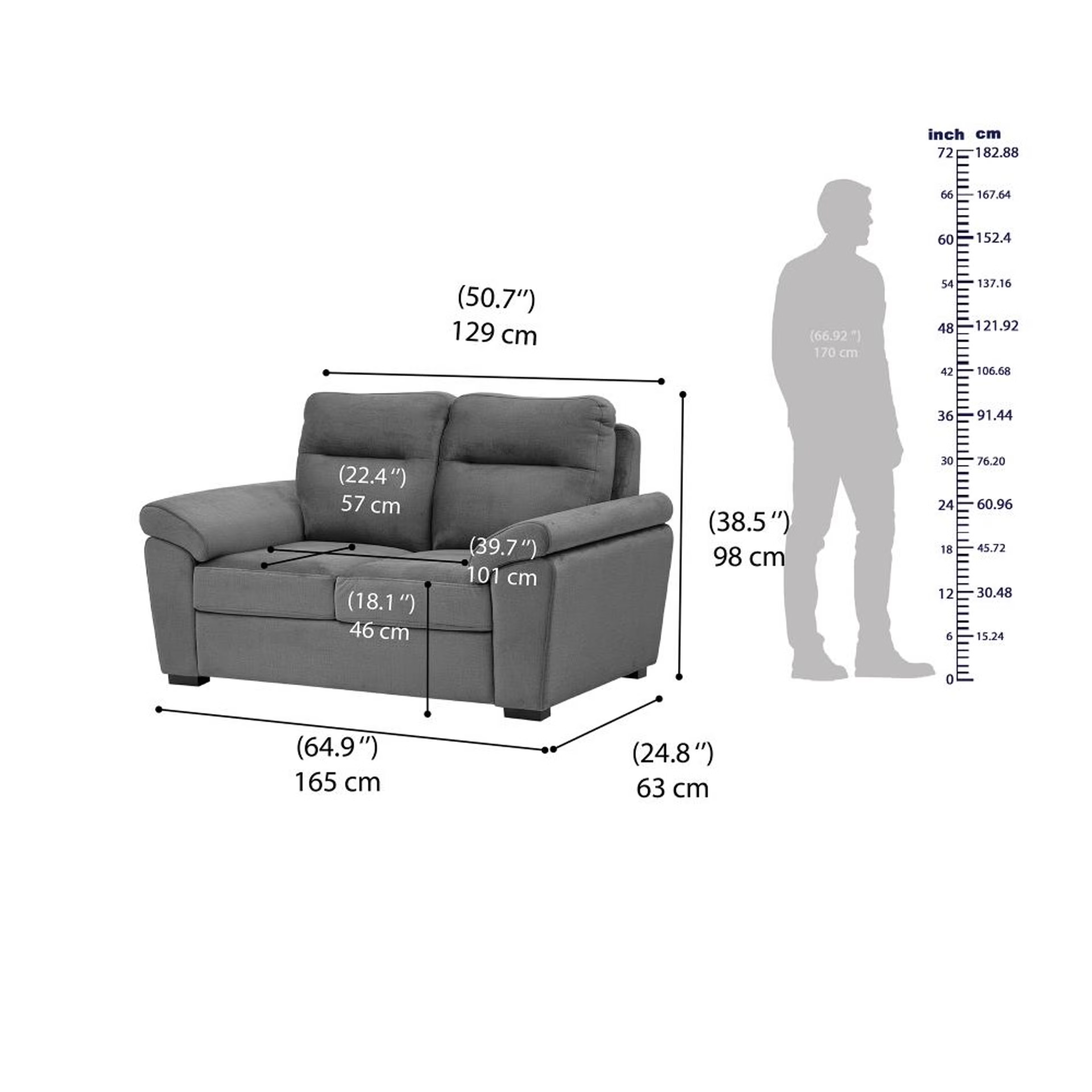 Wakefit Lounger Plus Sofa -Two Seater Regular, Two Seater, Charcoal Grey 7 Wakefit Lounger Plus Sofa -Two Seater Regular, Two Seater, Charcoal Grey