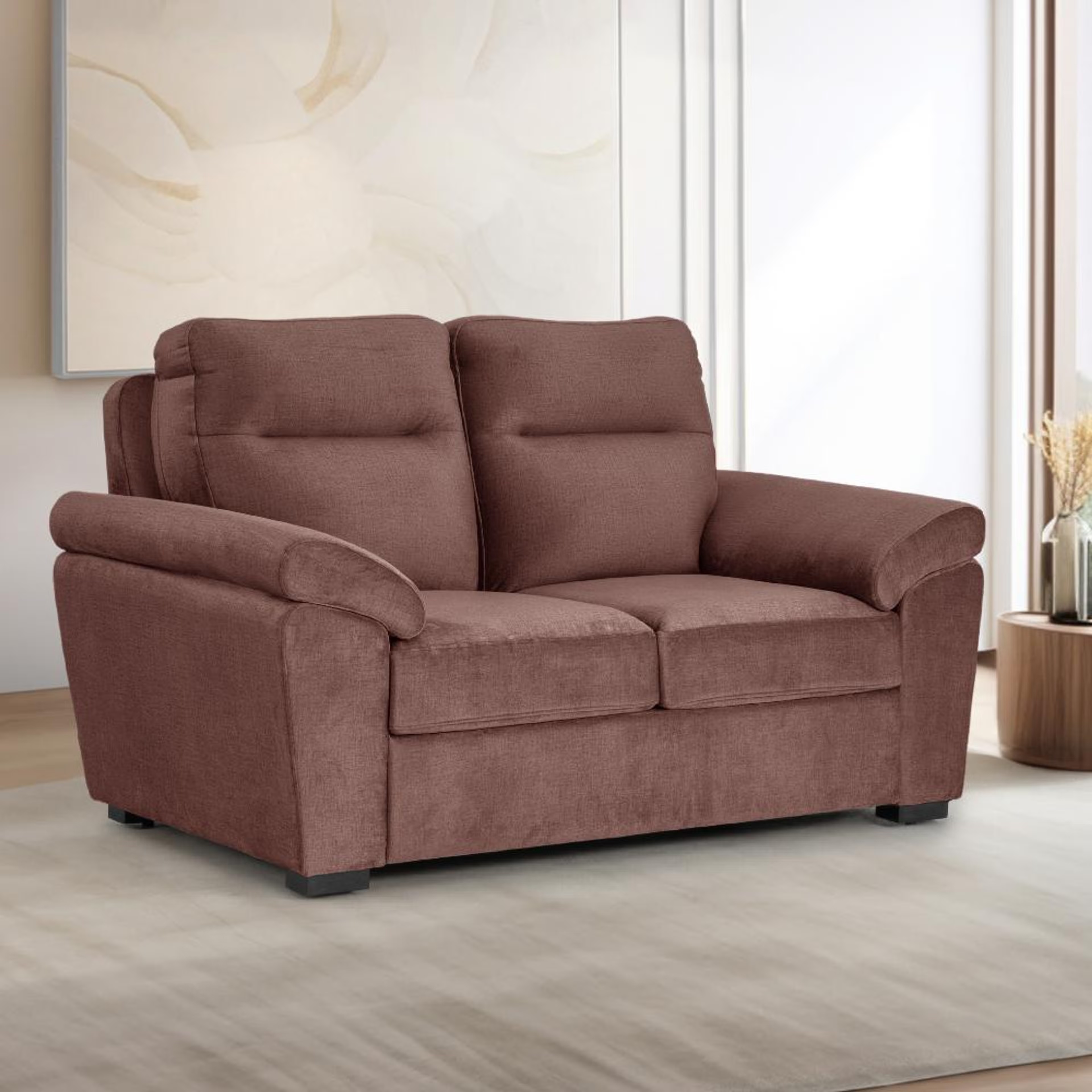 Wakefit Lounger Plus Sofa -Two Seater Regular, Two Seater, Rose Brown