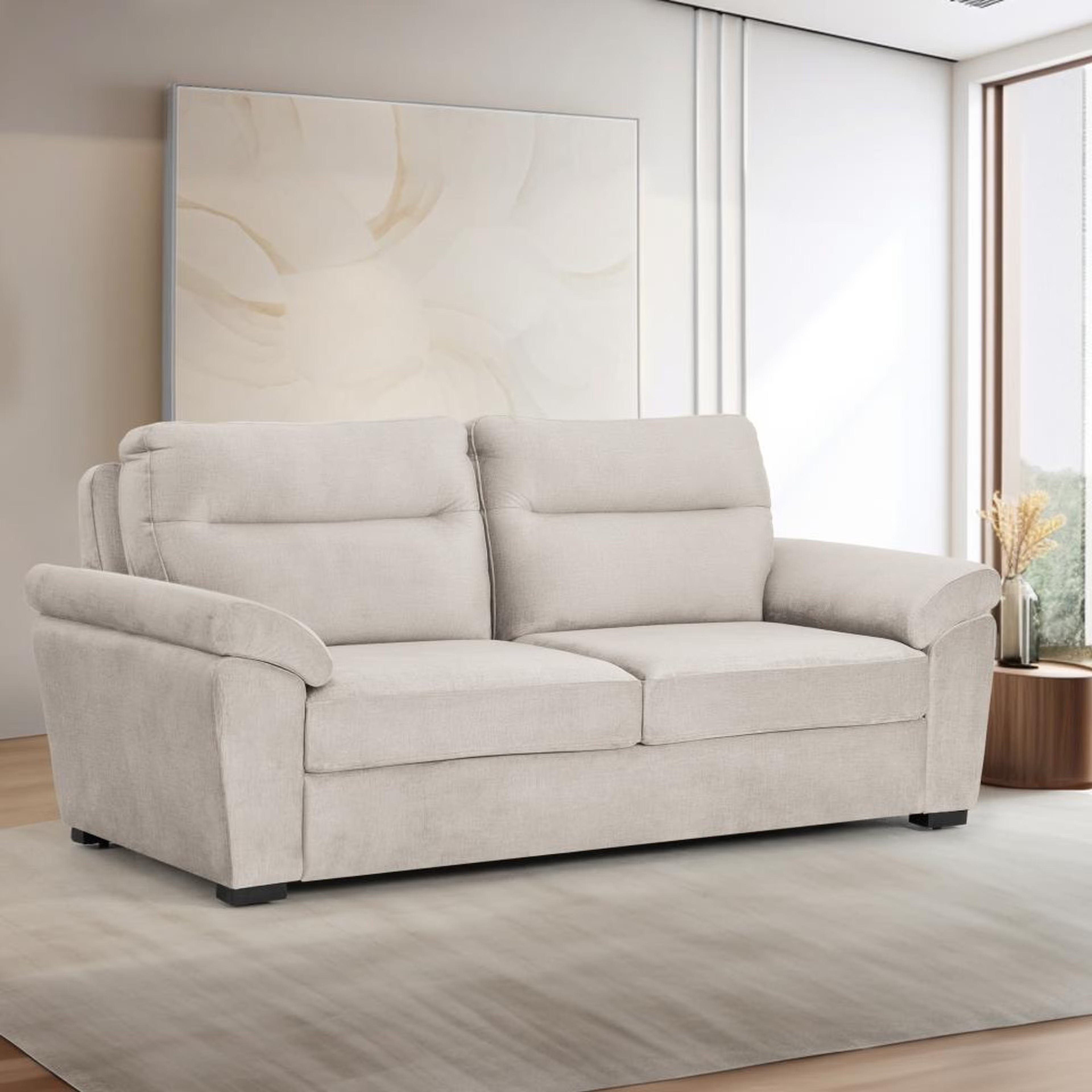 Home 45 Wakefit Lounger Plus Sofa -Three Seater Regular, Three Seater, White