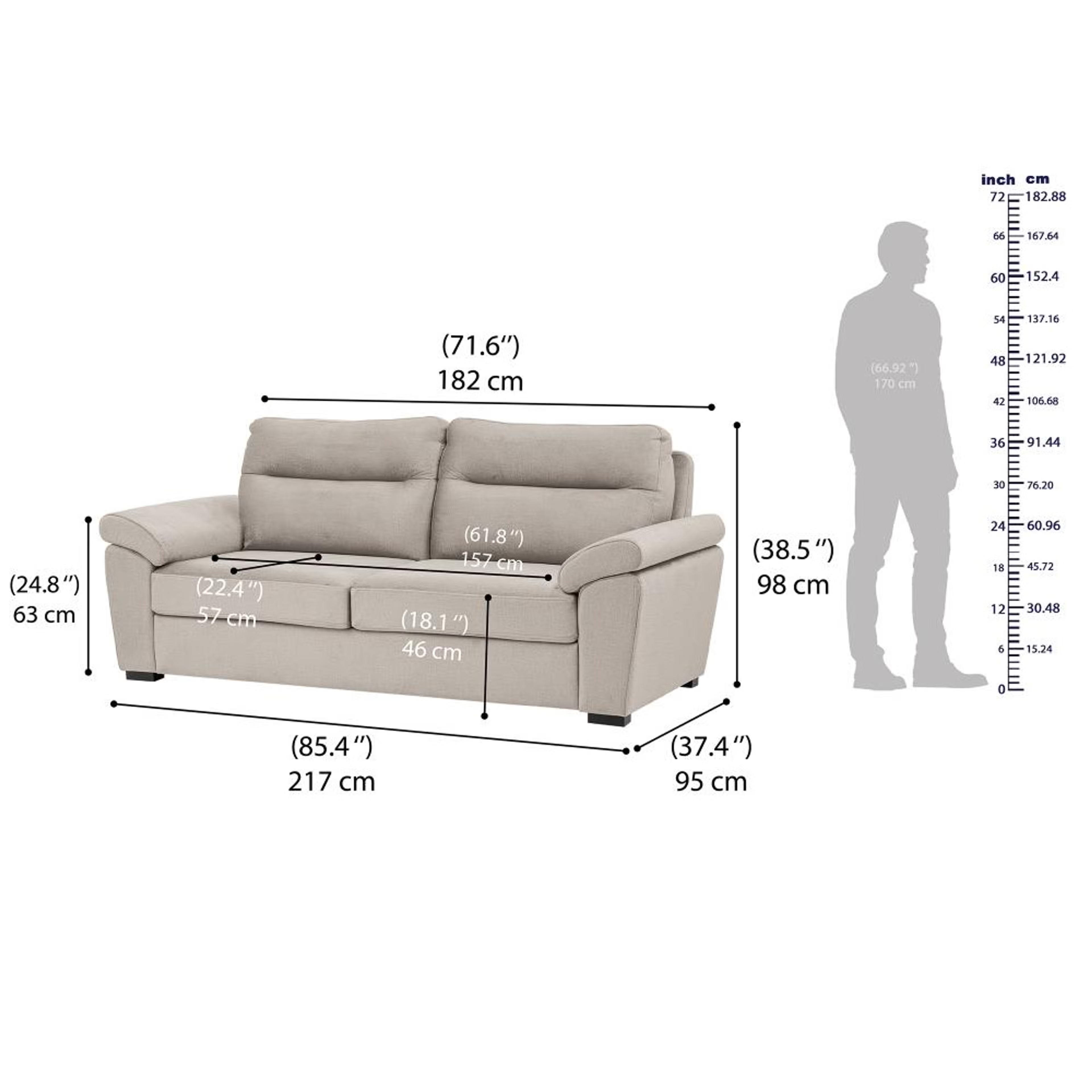 Wakefit Lounger Plus Sofa -Three Seater Regular, Three Seater, White 7 Wakefit Lounger Plus Sofa -Three Seater Regular, Three Seater, White