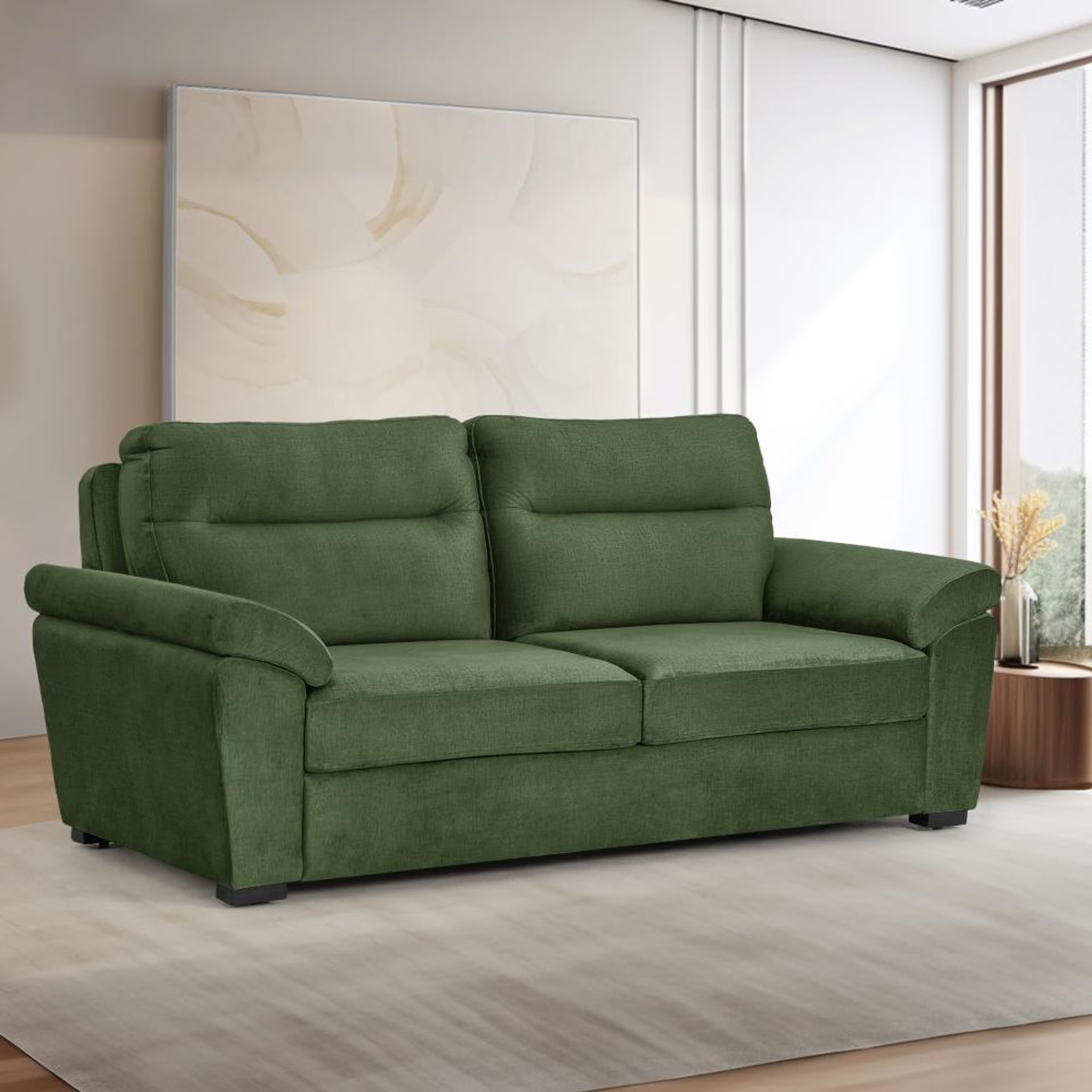 Wakefit Lounger Plus Sofa -Three Seater Regular, Three Seater, Green