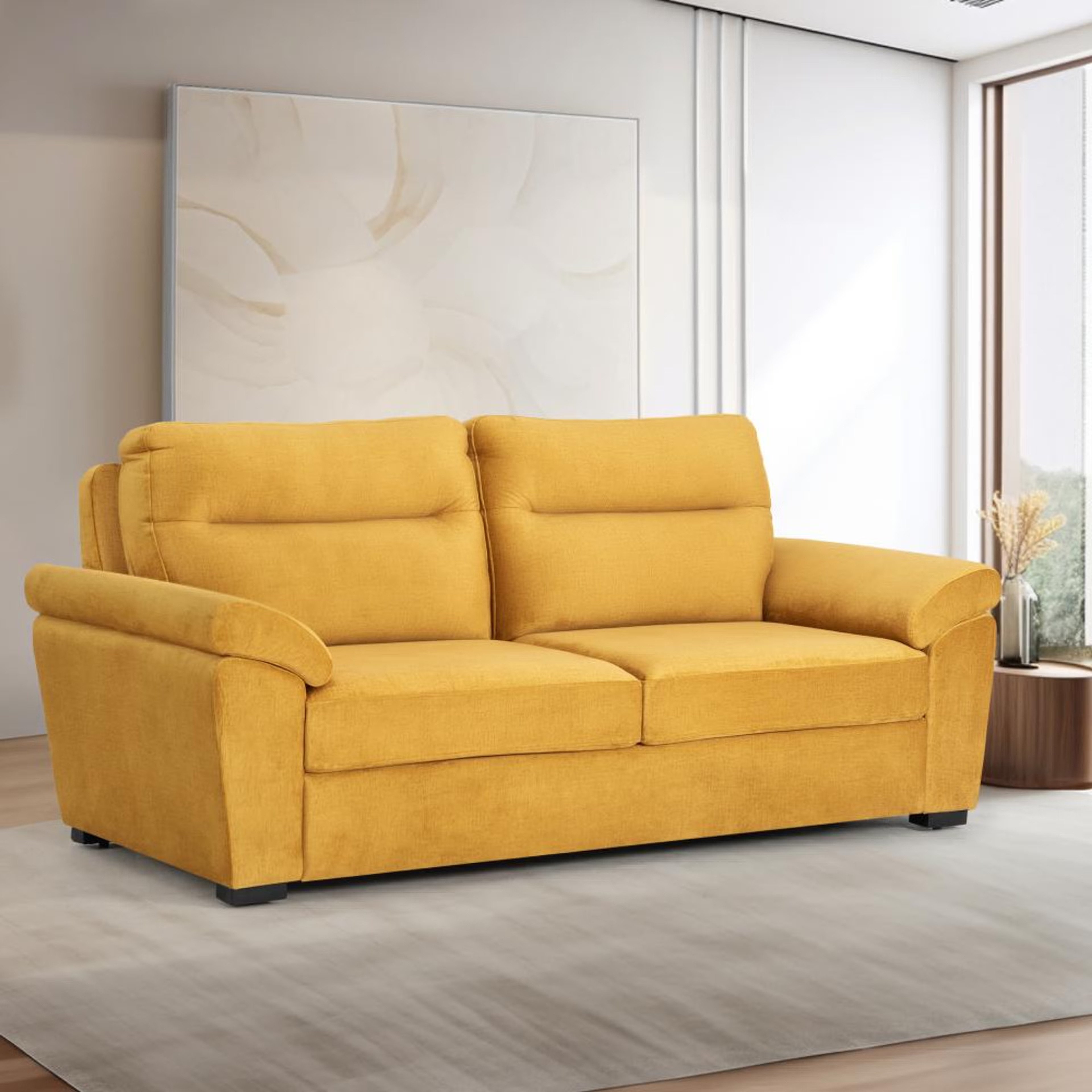 Home 30 Wakefit Lounger Plus Sofa -Three Seater Regular, Three Seater, Yellow