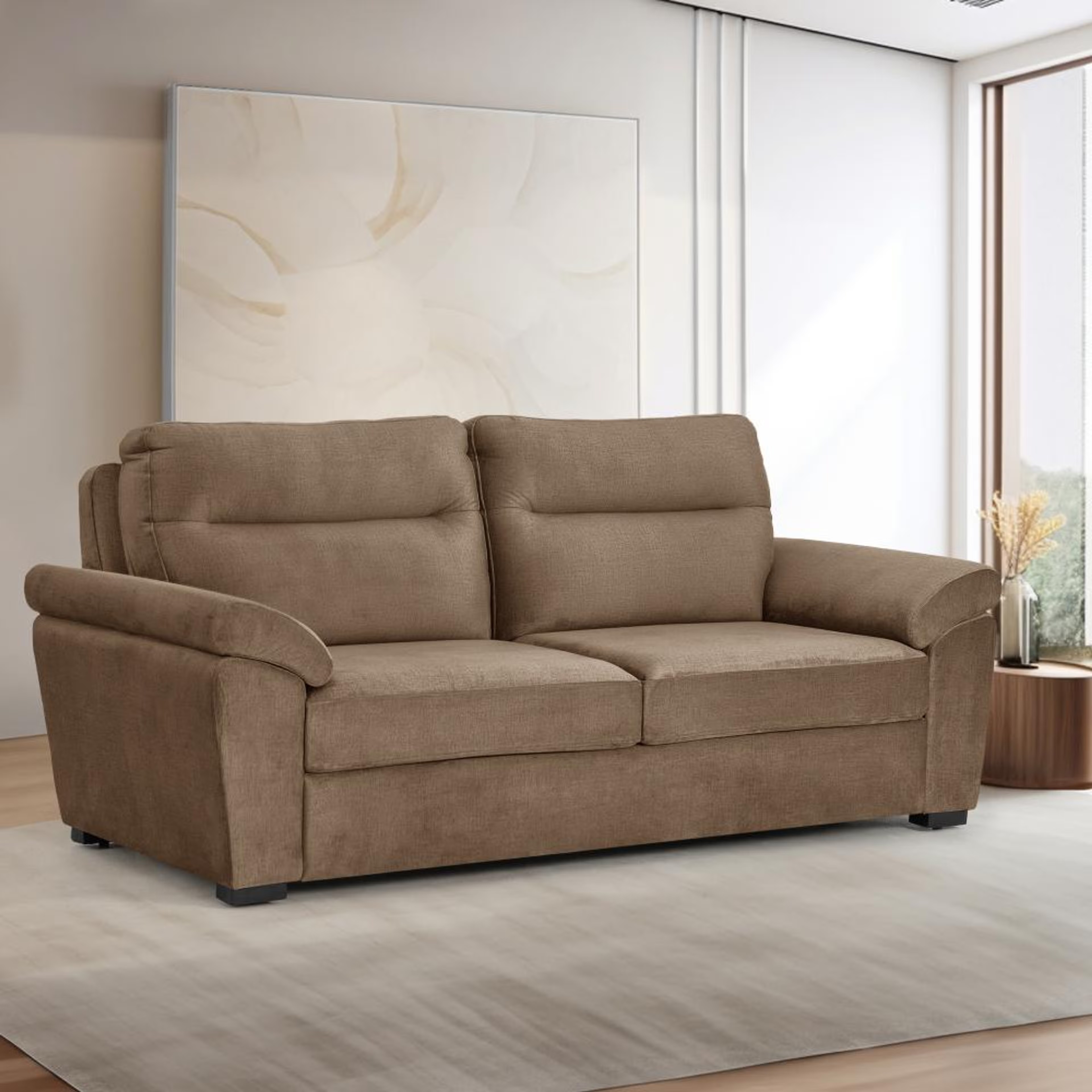 Wakefit Lounger Plus Sofa -Three Seater Regular, Three Seater, Mocha Brown