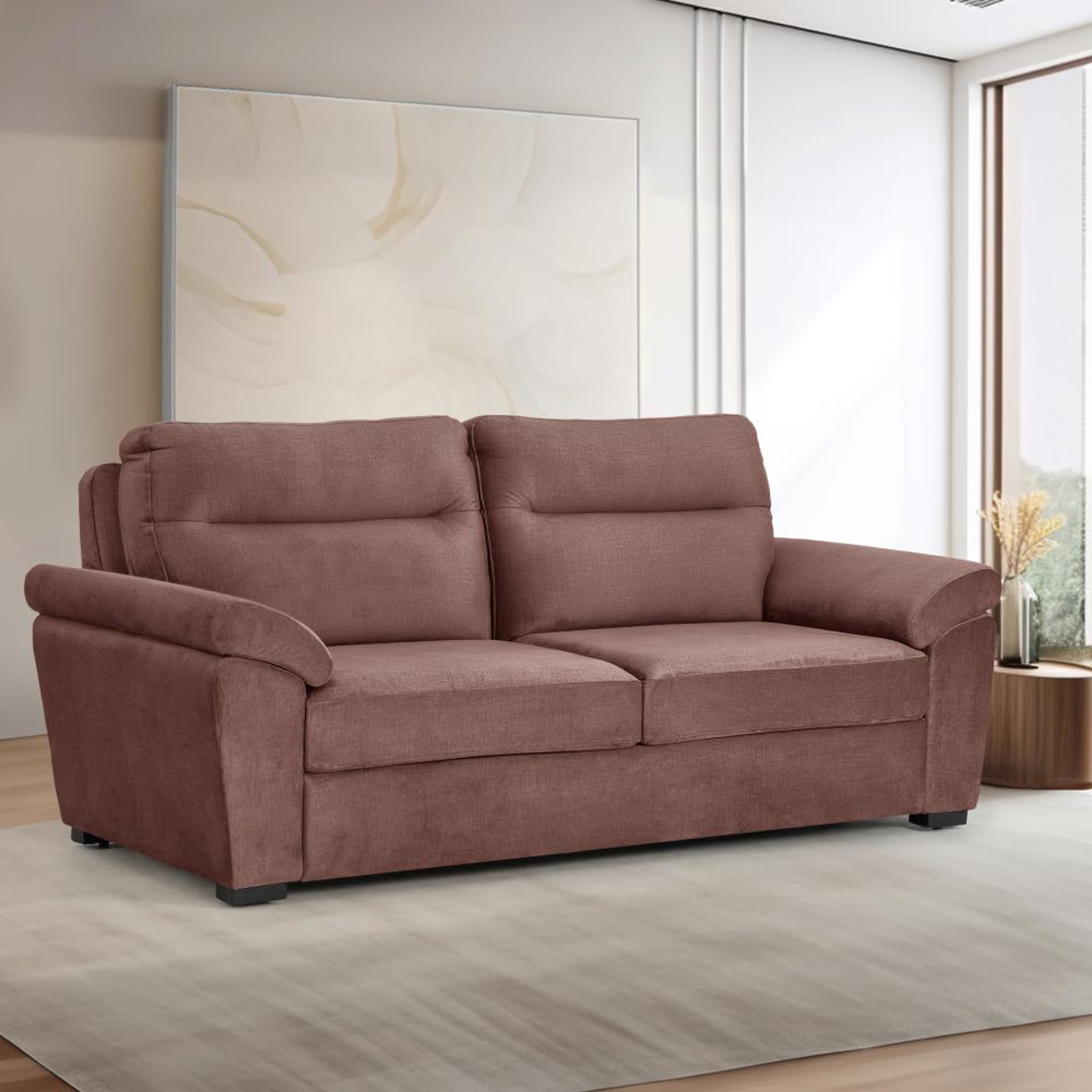 Wakefit Lounger Plus Sofa -Three Seater Regular, Three Seater, Rose Brown