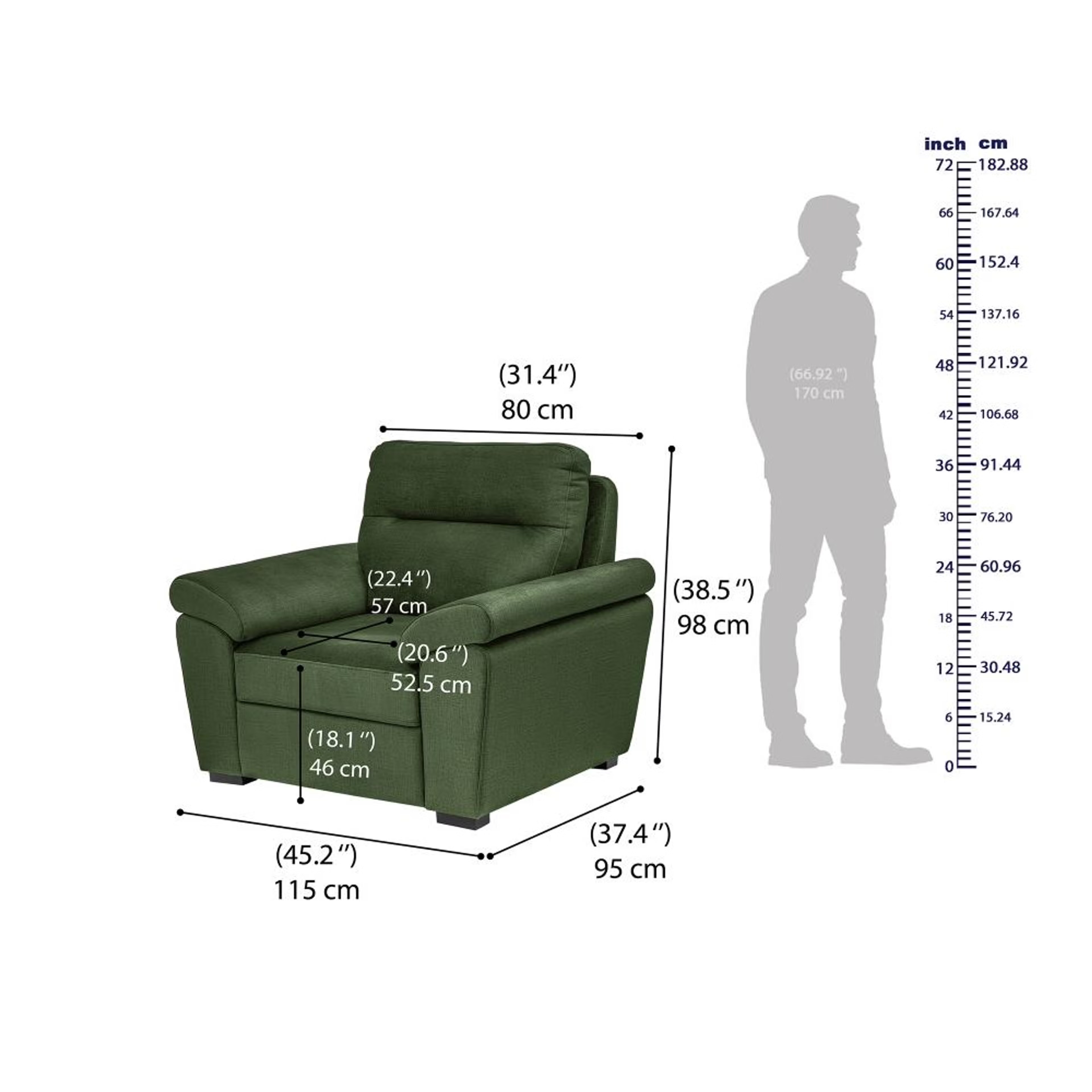 Wakefit Lounger Plus Sofa set (2+1+1) Seater Regular, Set (2+1+1), Green 8 Wakefit Lounger Plus Sofa set (2+1+1) Seater Regular, Set (2+1+1), Green