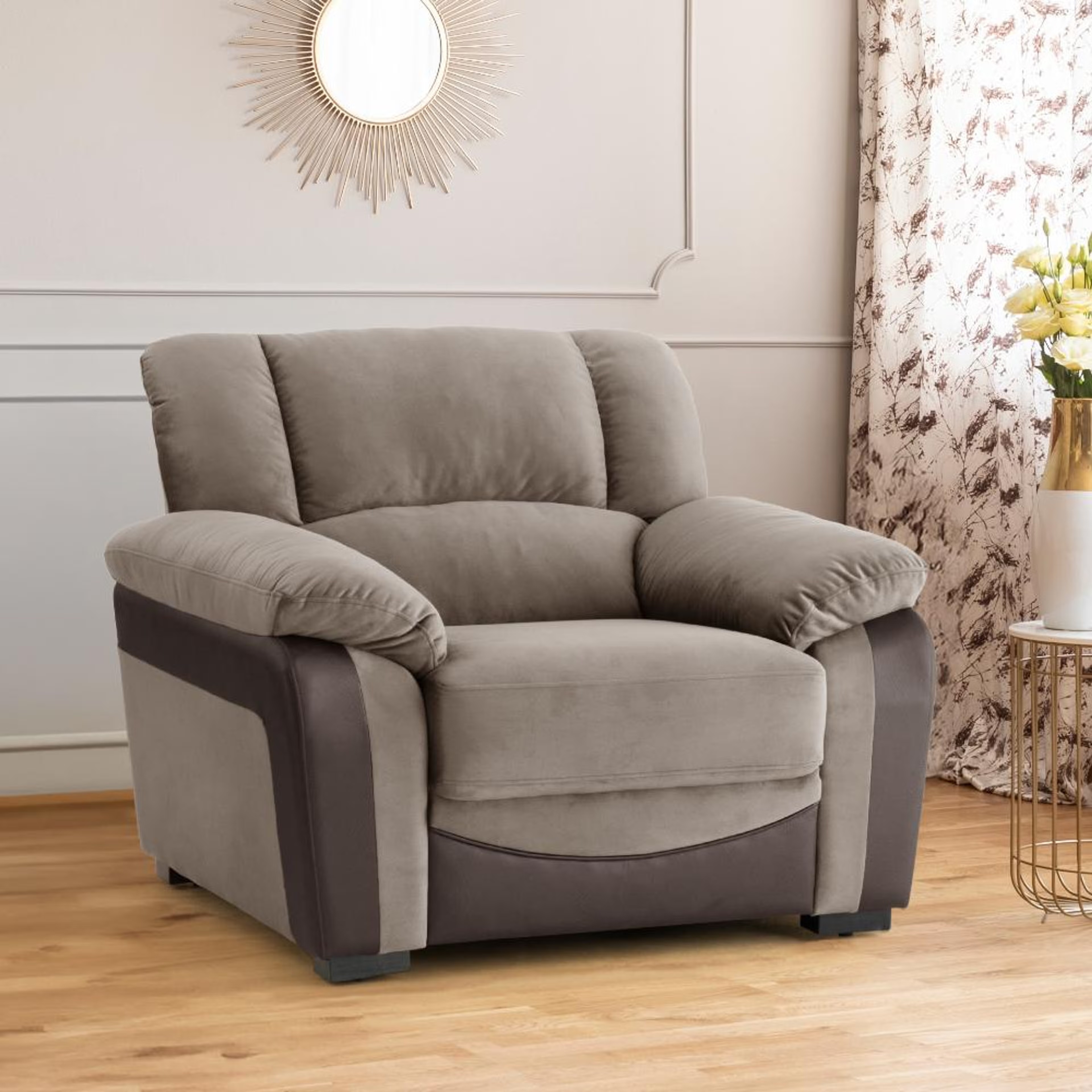 Wakefit Lumara Sofa - Single Seater Regular, 1 Seater, Stone and Dark Fantasy