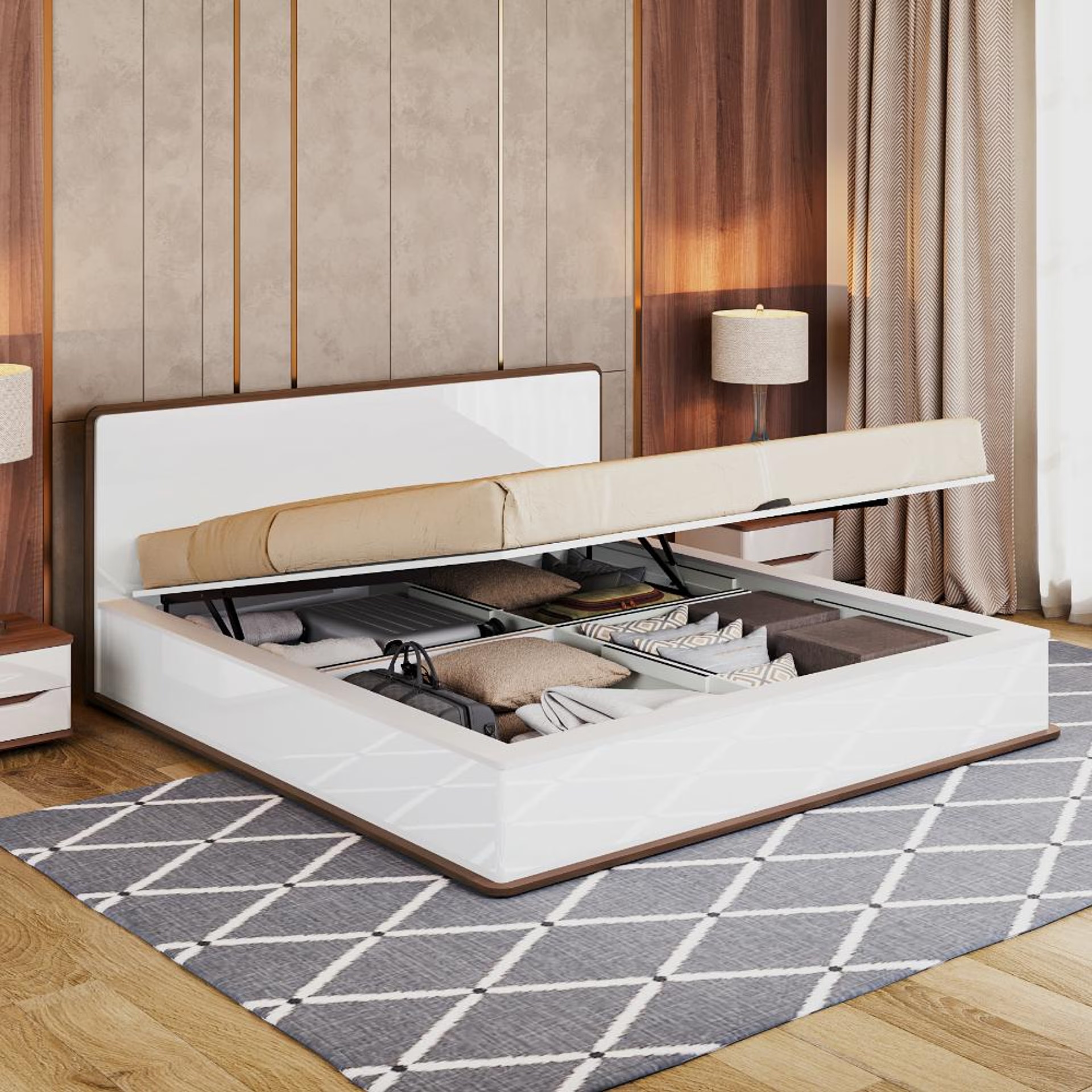 Home 31 Wakefit Rubble - King size Bed with Hydraulic storage King - 78" x 72\