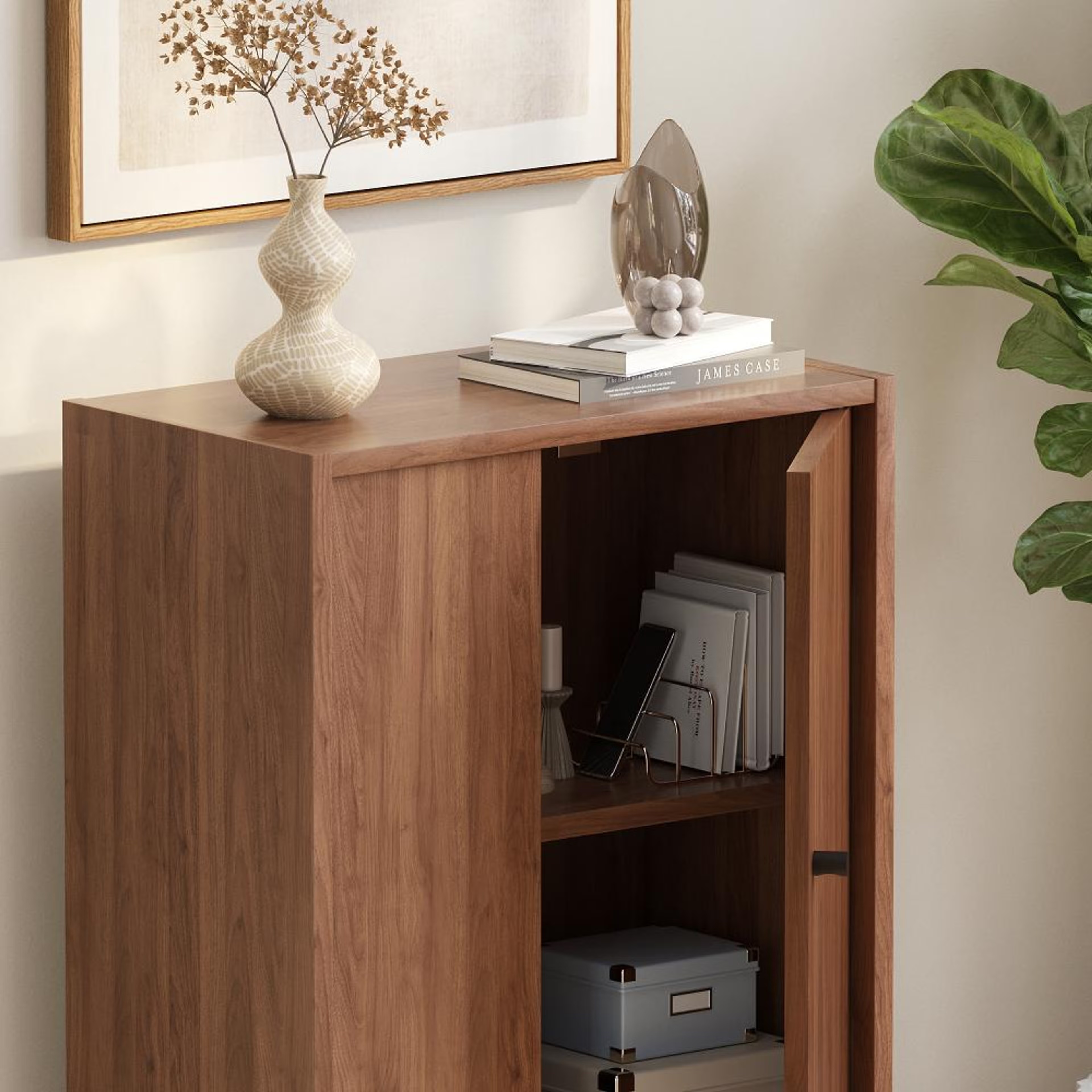 Home 32 Wakefit Almeida Engineered Wood Cabinet in columbia walnut with 2 closed compartments Columbia Walnut
