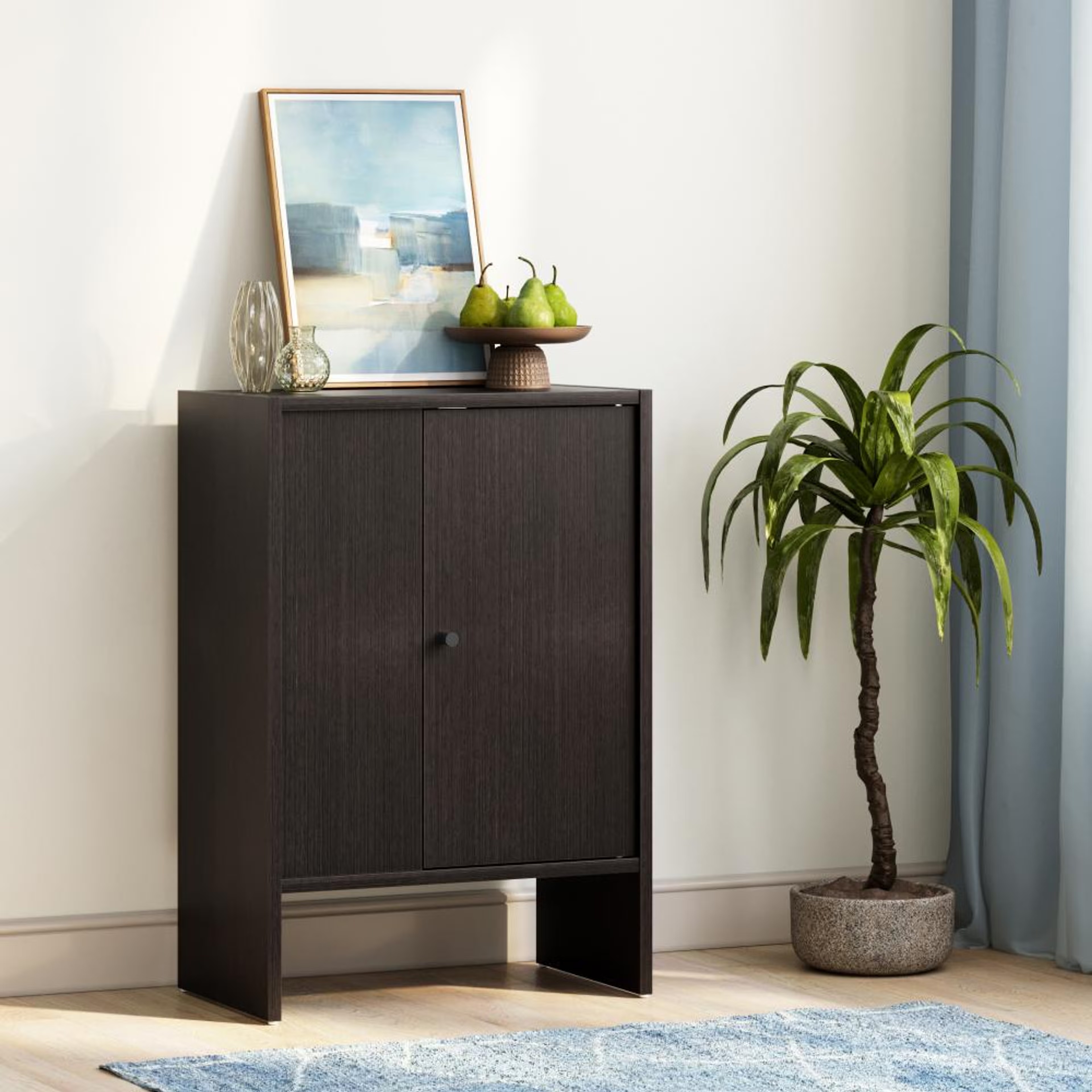 Wakefit Almeida Engineered Wood Cabinet in Wenge with 2 closed compartments Wenge