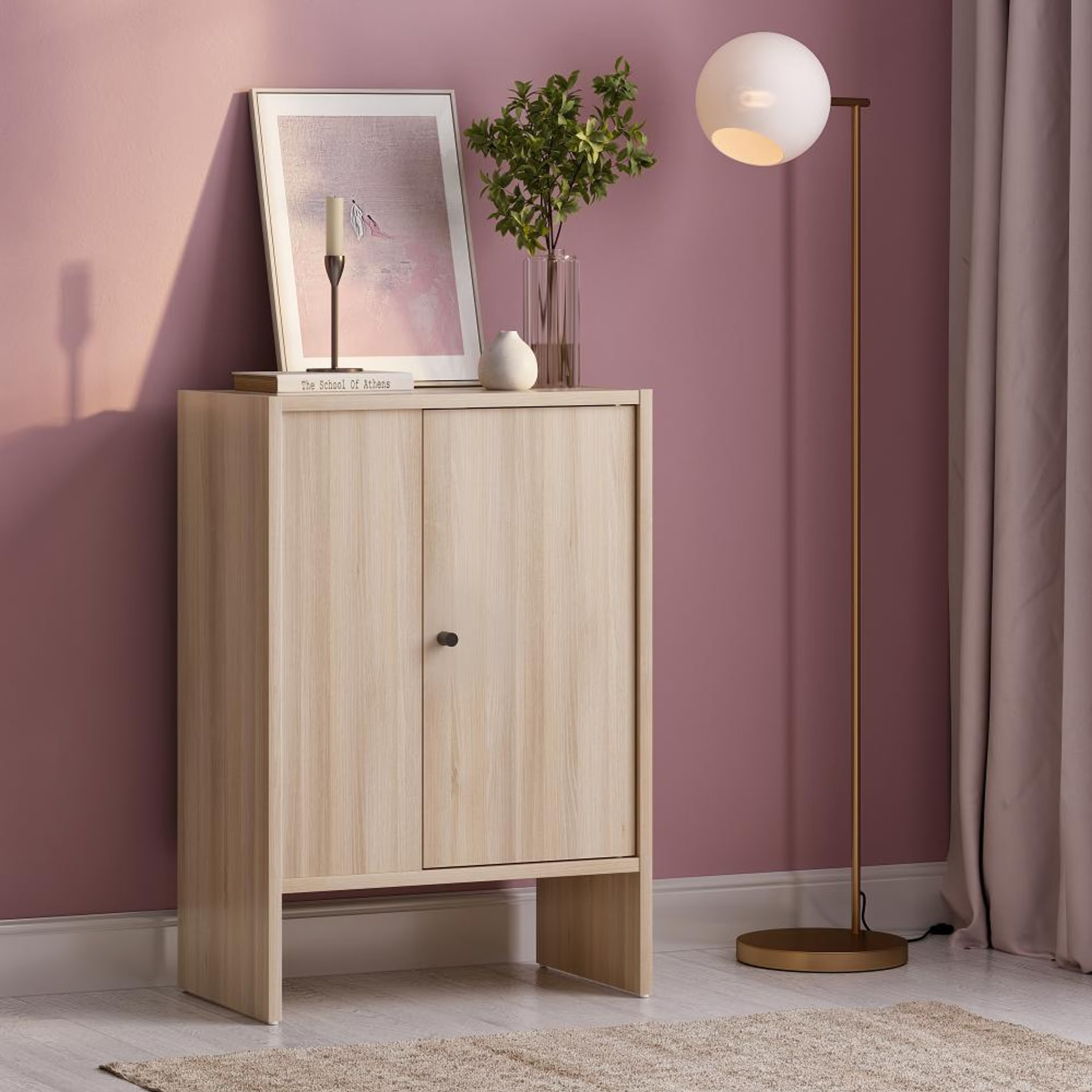 Wakefit Almeida Engineered Wood Cabinet in Moldau Acacia with 2 closed compartments Moldau Acacia