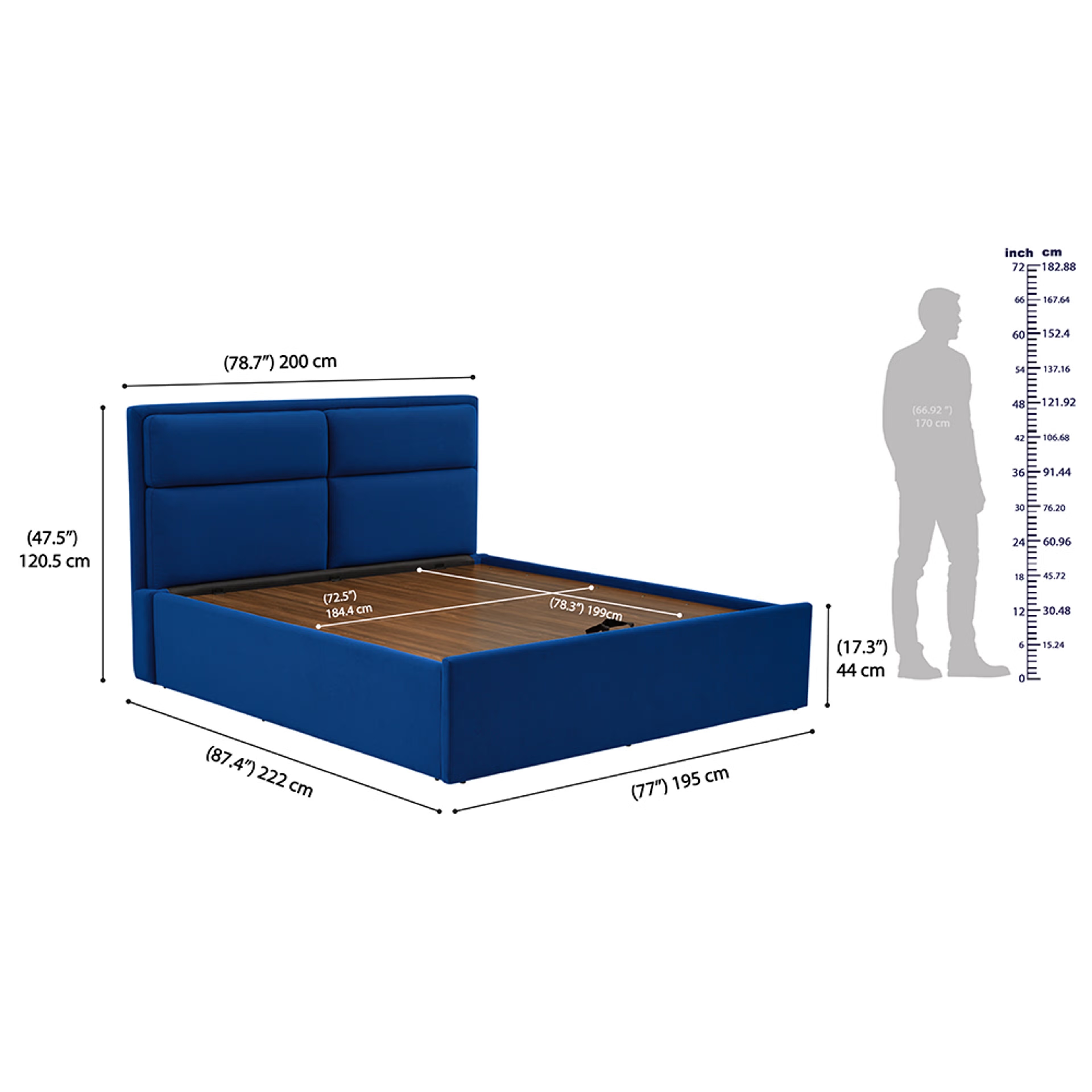 Wakefit Zewail Hydraulic King Size Upholstered Bed King - 78" x 72 7 Wakefit Zewail Hydraulic King Size Upholstered Bed King - 78" x 72\