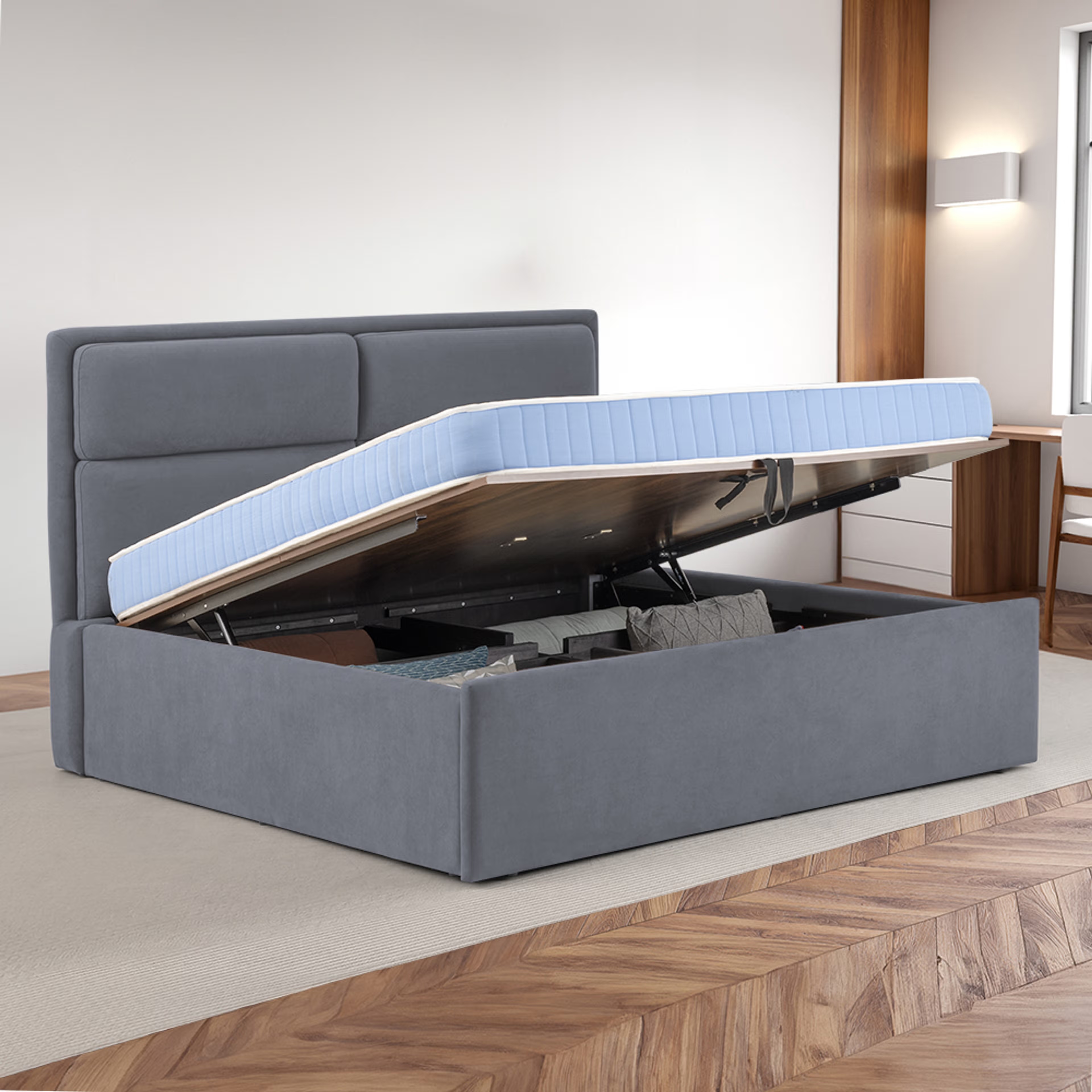 Wakefit Zewail Hydraulic Queen Size Upholstered Bed Queen - 78" x 60\
